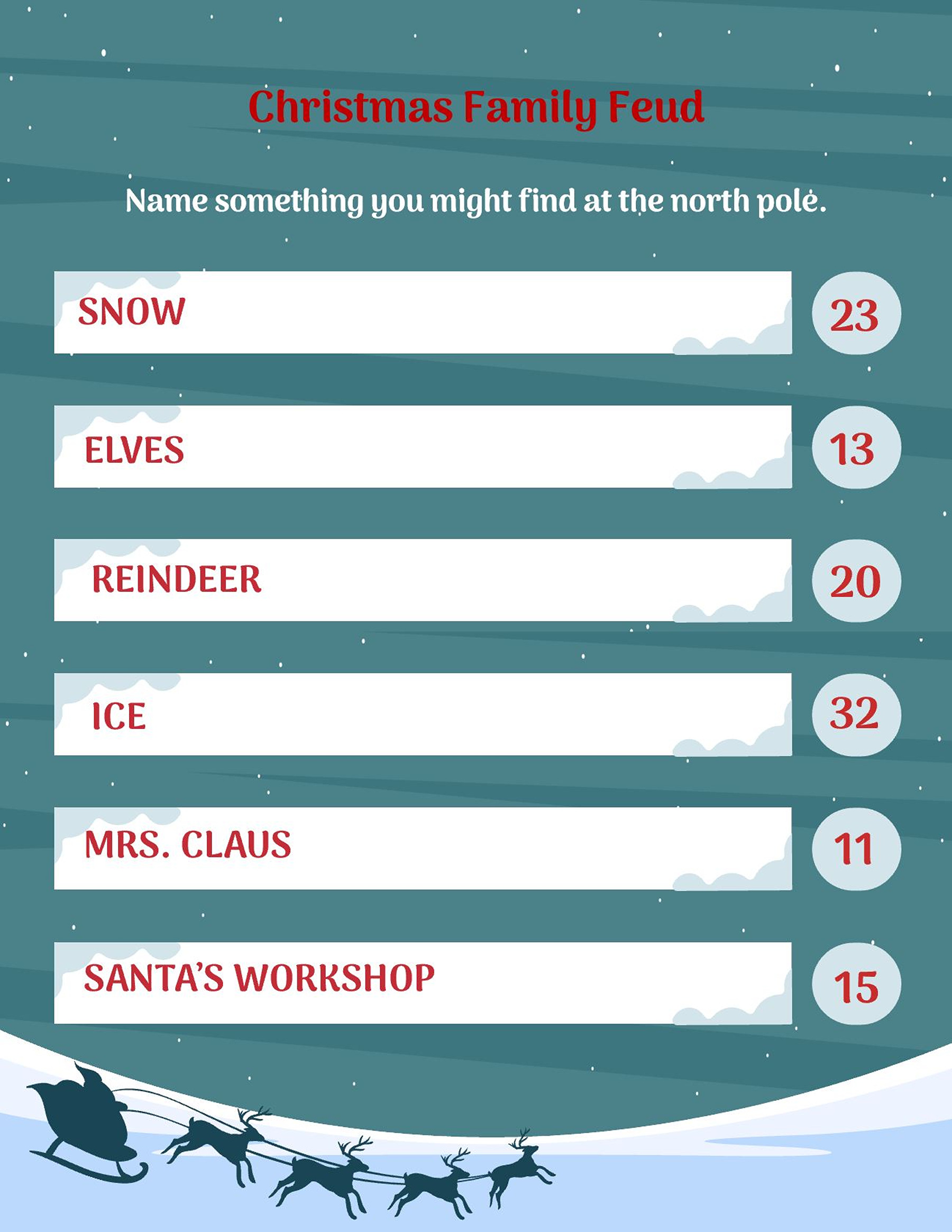 Christmas Feud editable template in Word