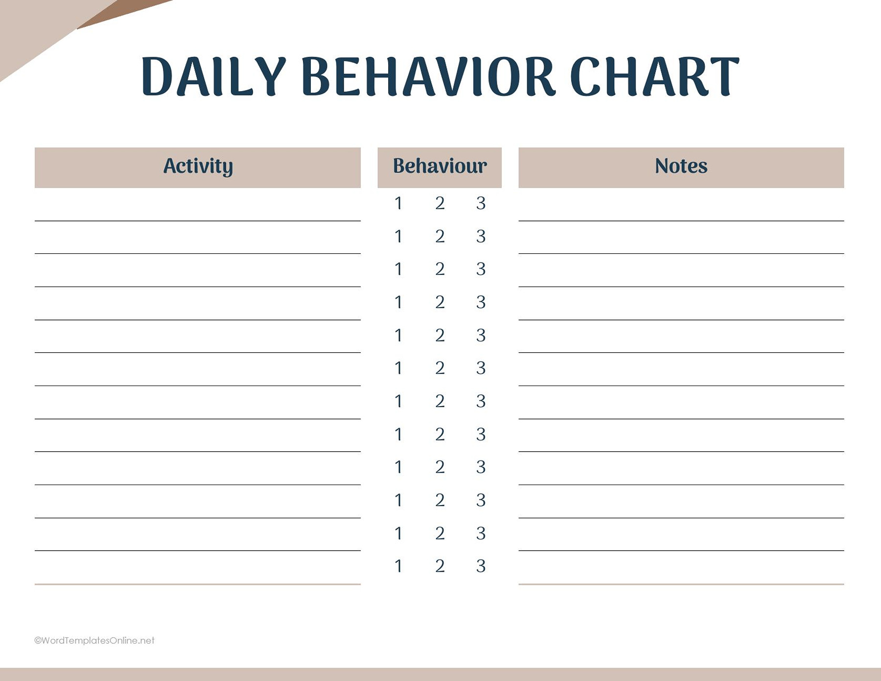 Daily behavior tracker in ms word free download