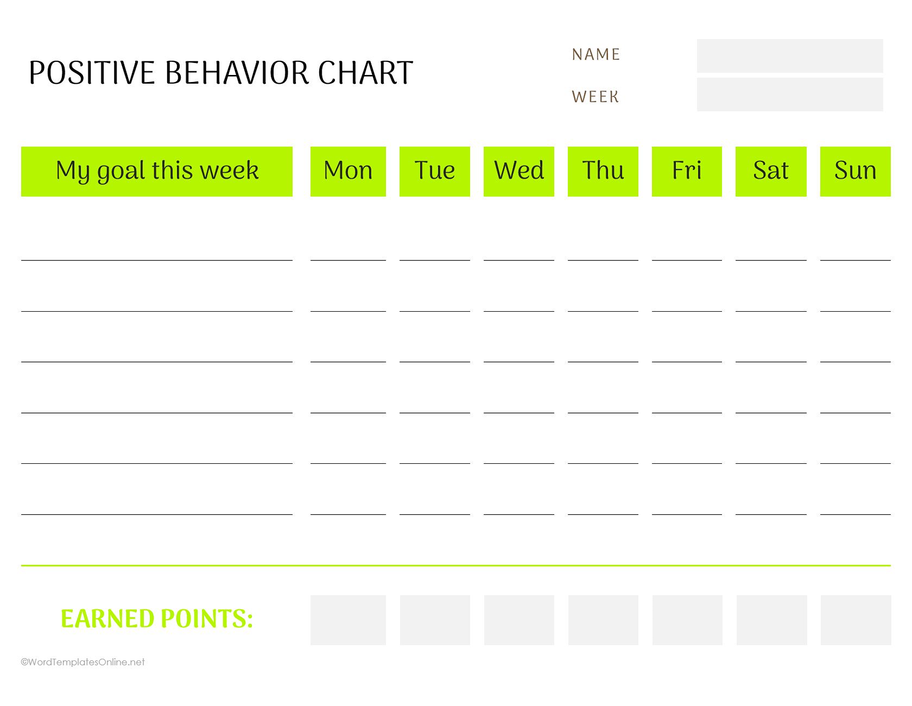 Positive Behavior Chart Template in ms word free download