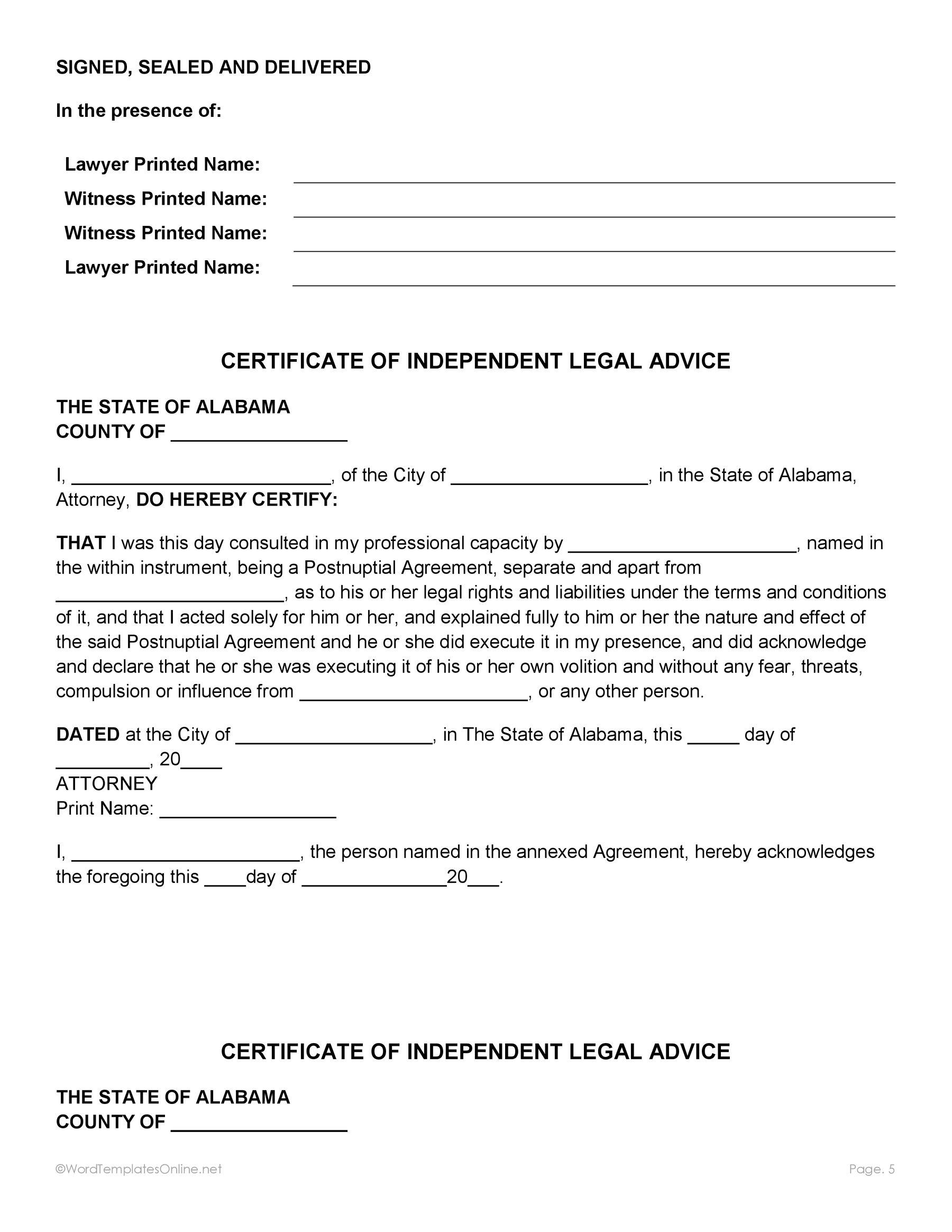 Free printable post nuptial agreement