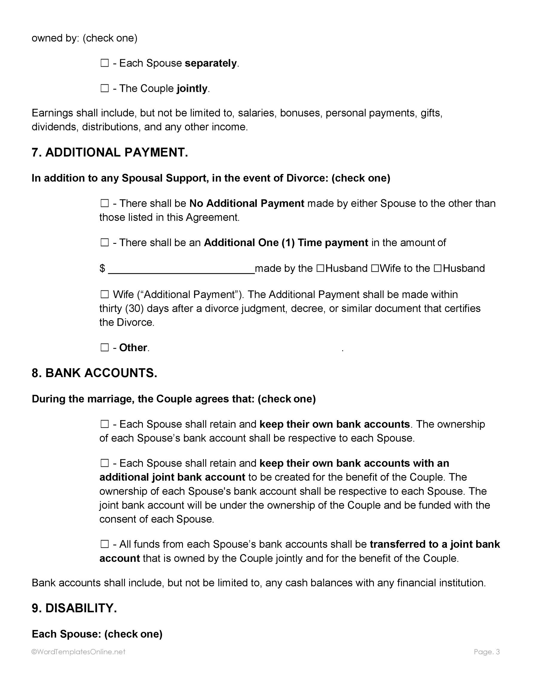 Mutual postnuptial agreement sample