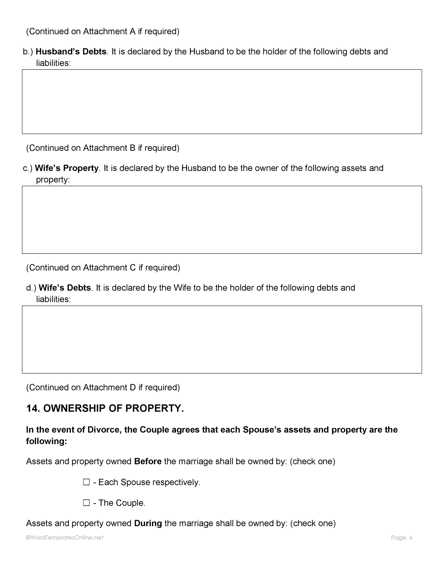 Editable post nuptial document free