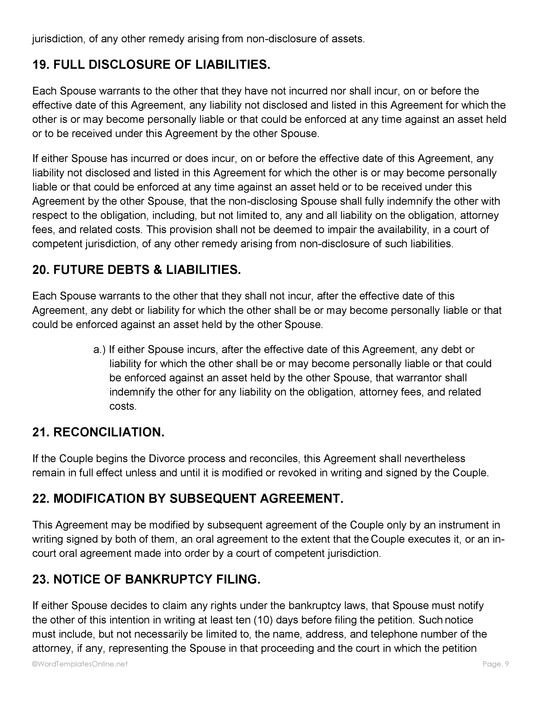 Postnuptial agreement for married partners