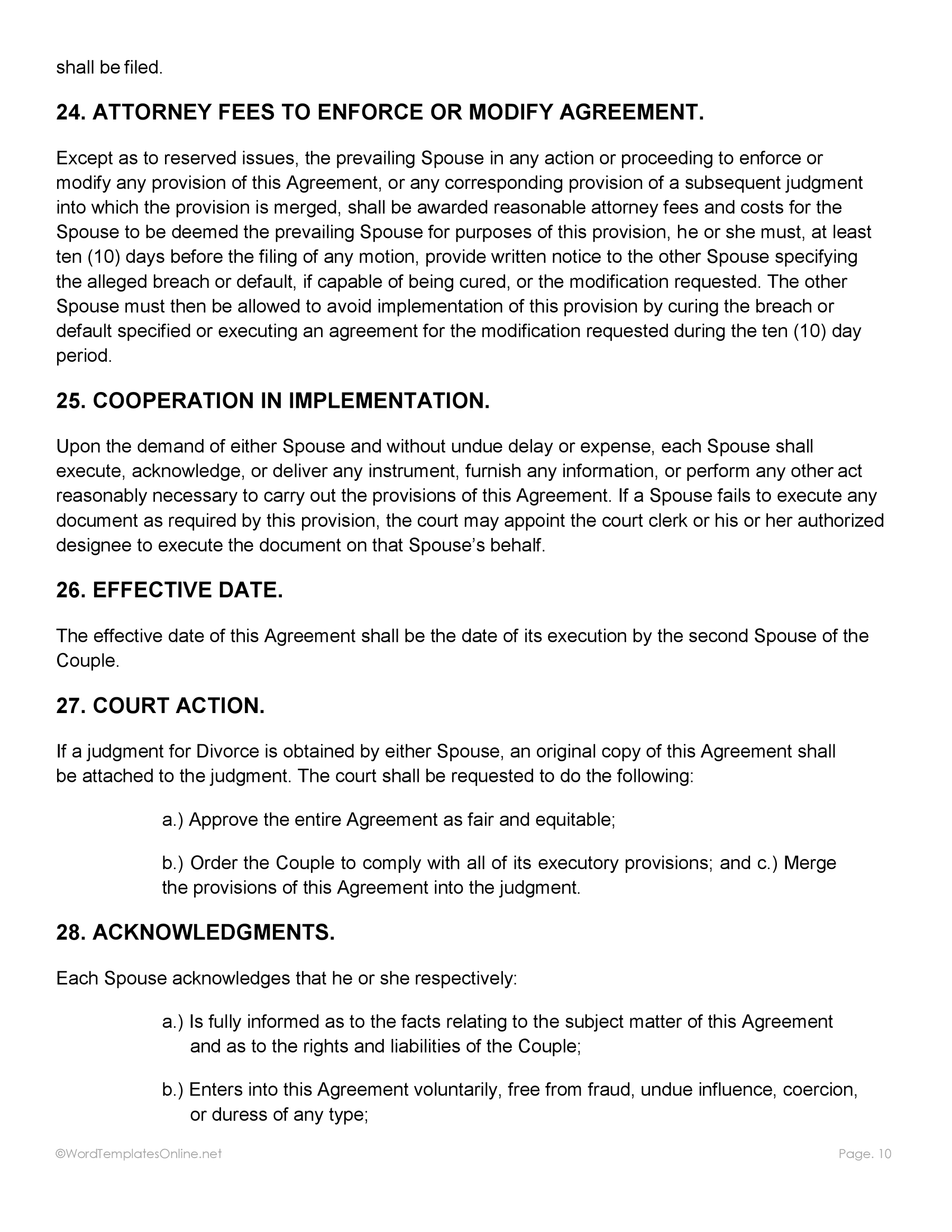 Postnuptial agreement for married partners