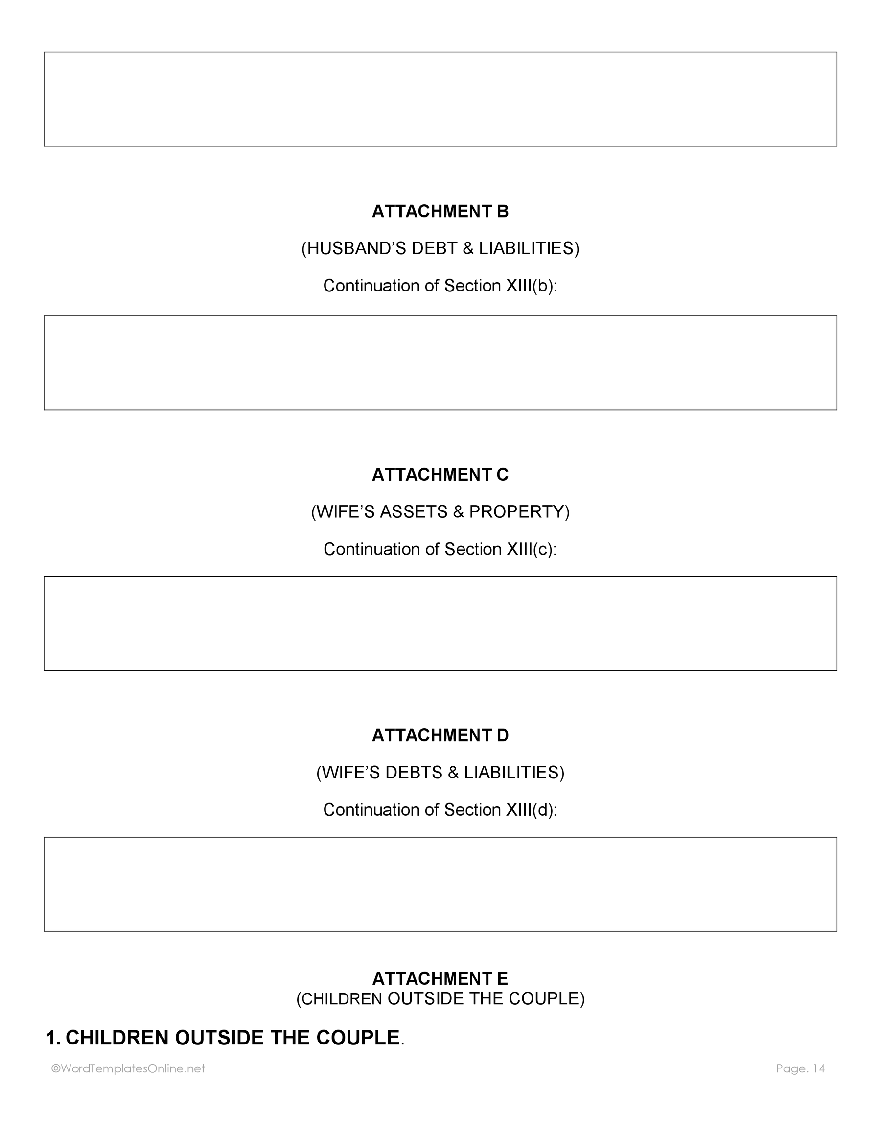 Fillable post nuptial agreement template