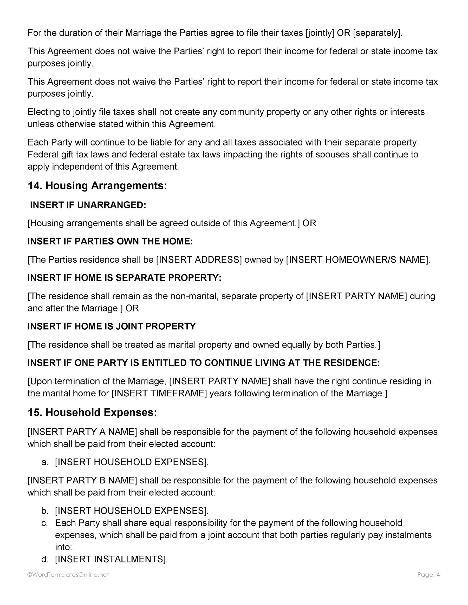 Editable post nuptial agreement Word doc