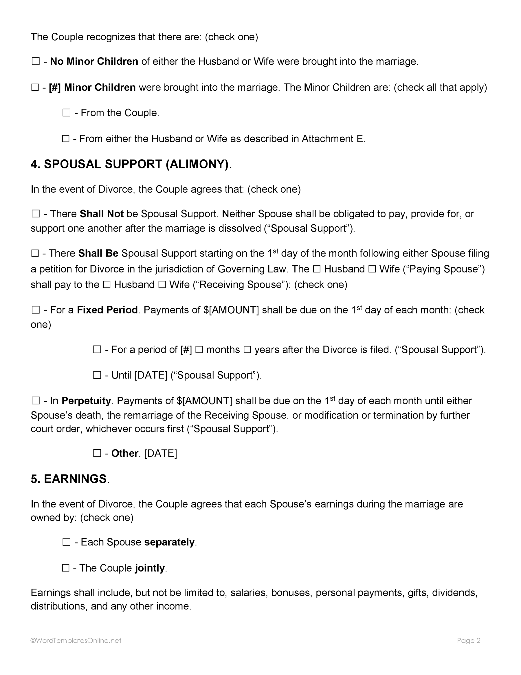 Postnuptial agreement Word doc free