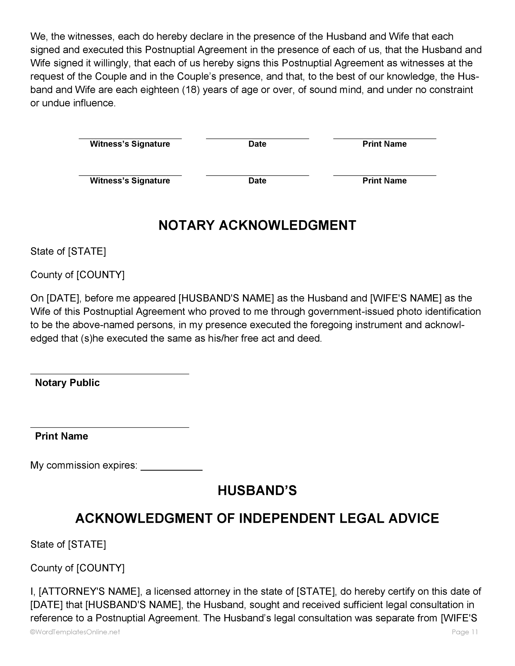 Word version of postnuptial agreement