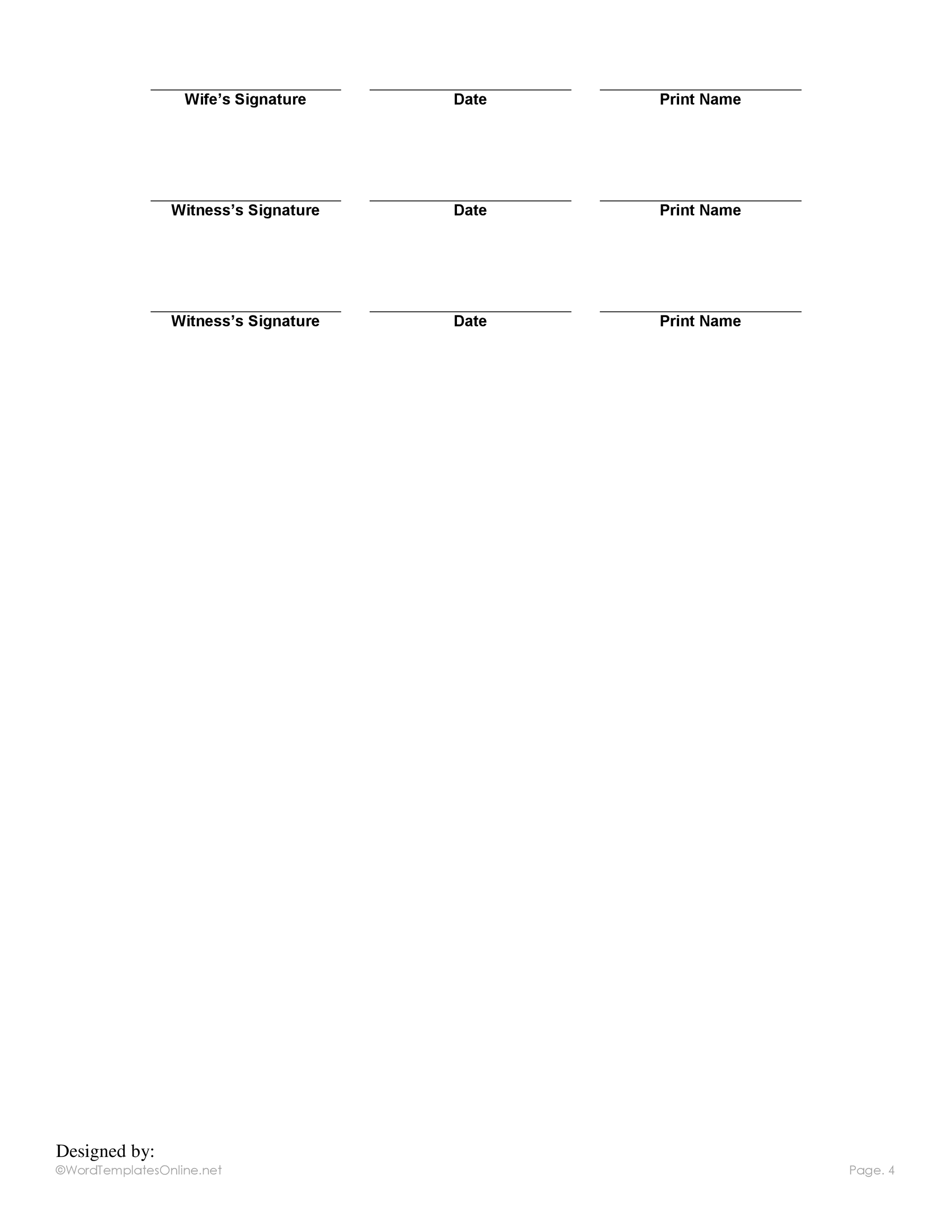 MS Word post nuptial agreement form