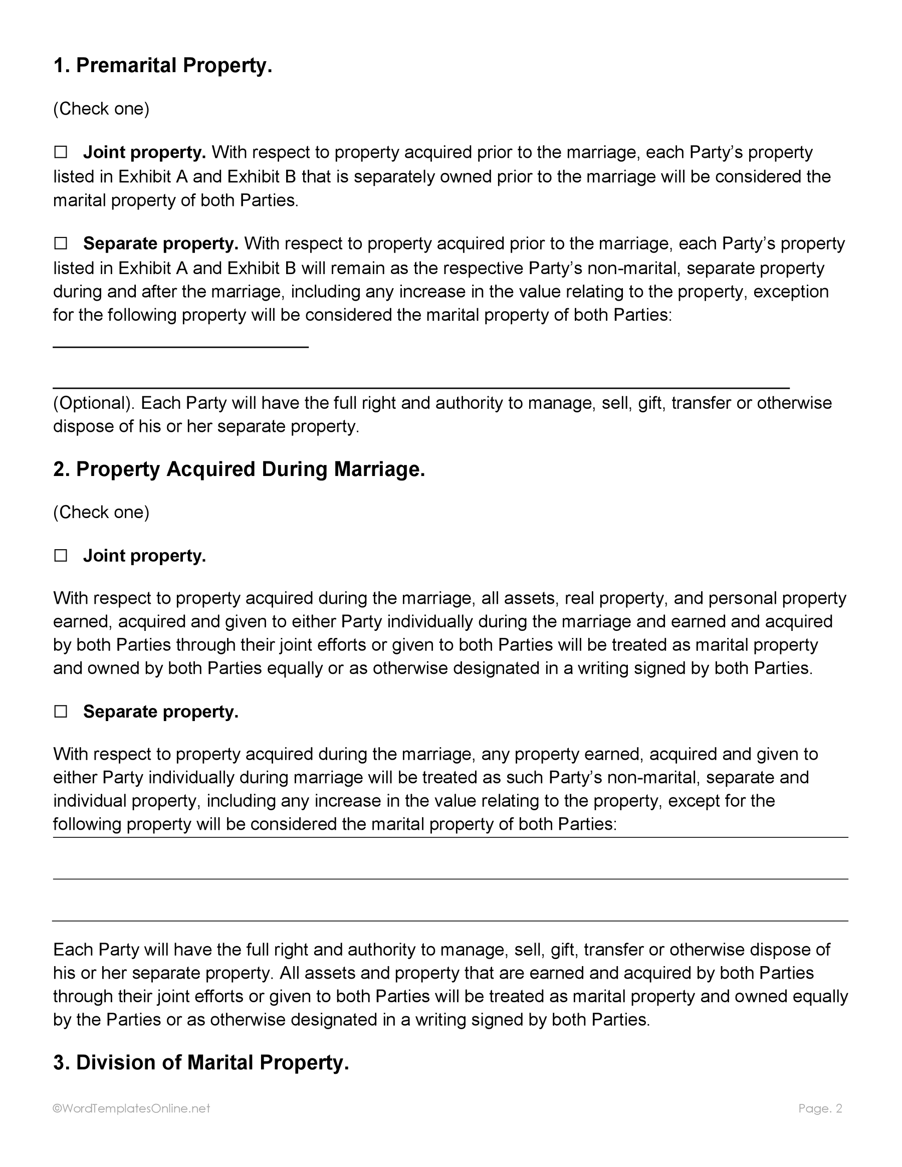Free Word post nuptial agreement sample
