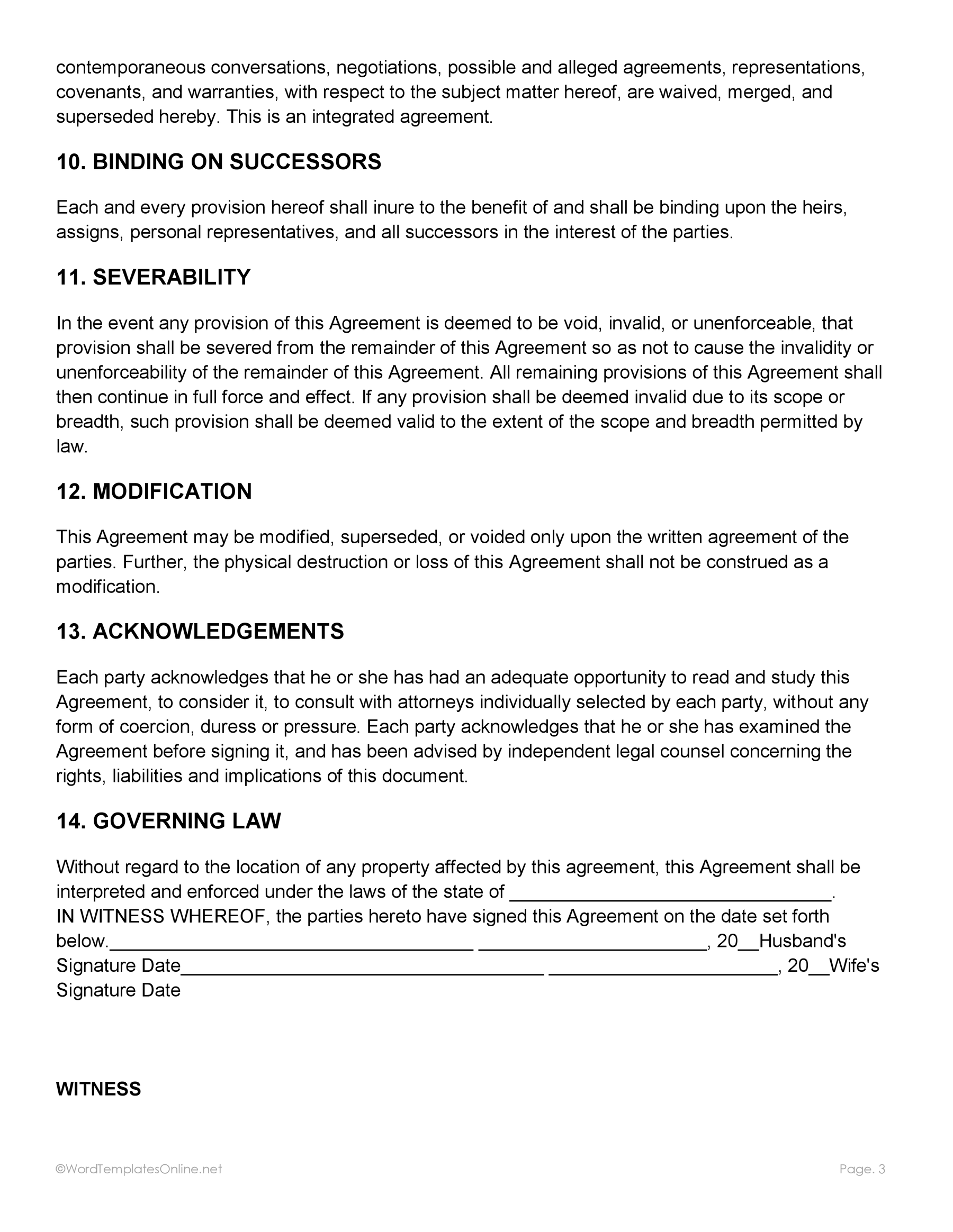 Microsoft Word post nuptial form