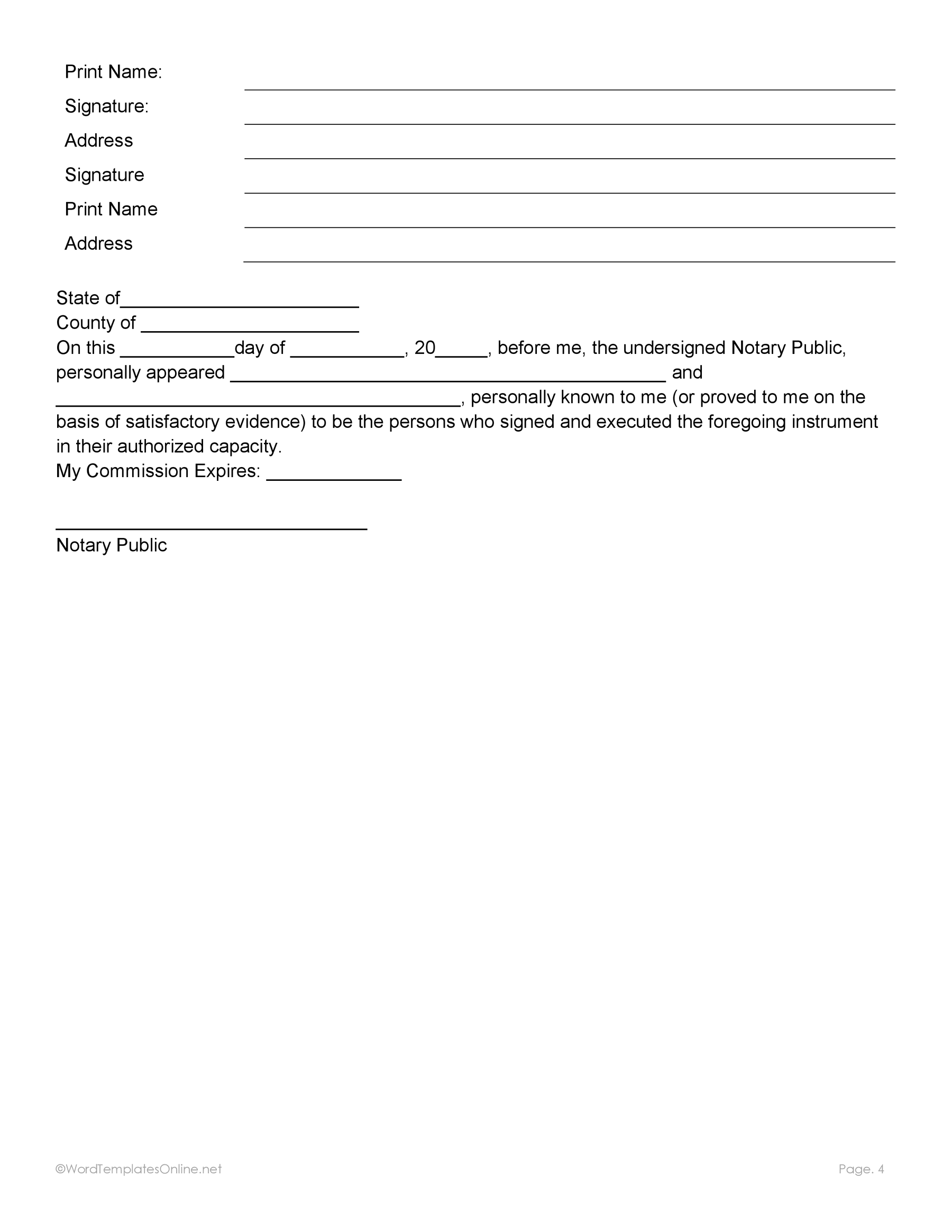 Customizable post nuptial Word template