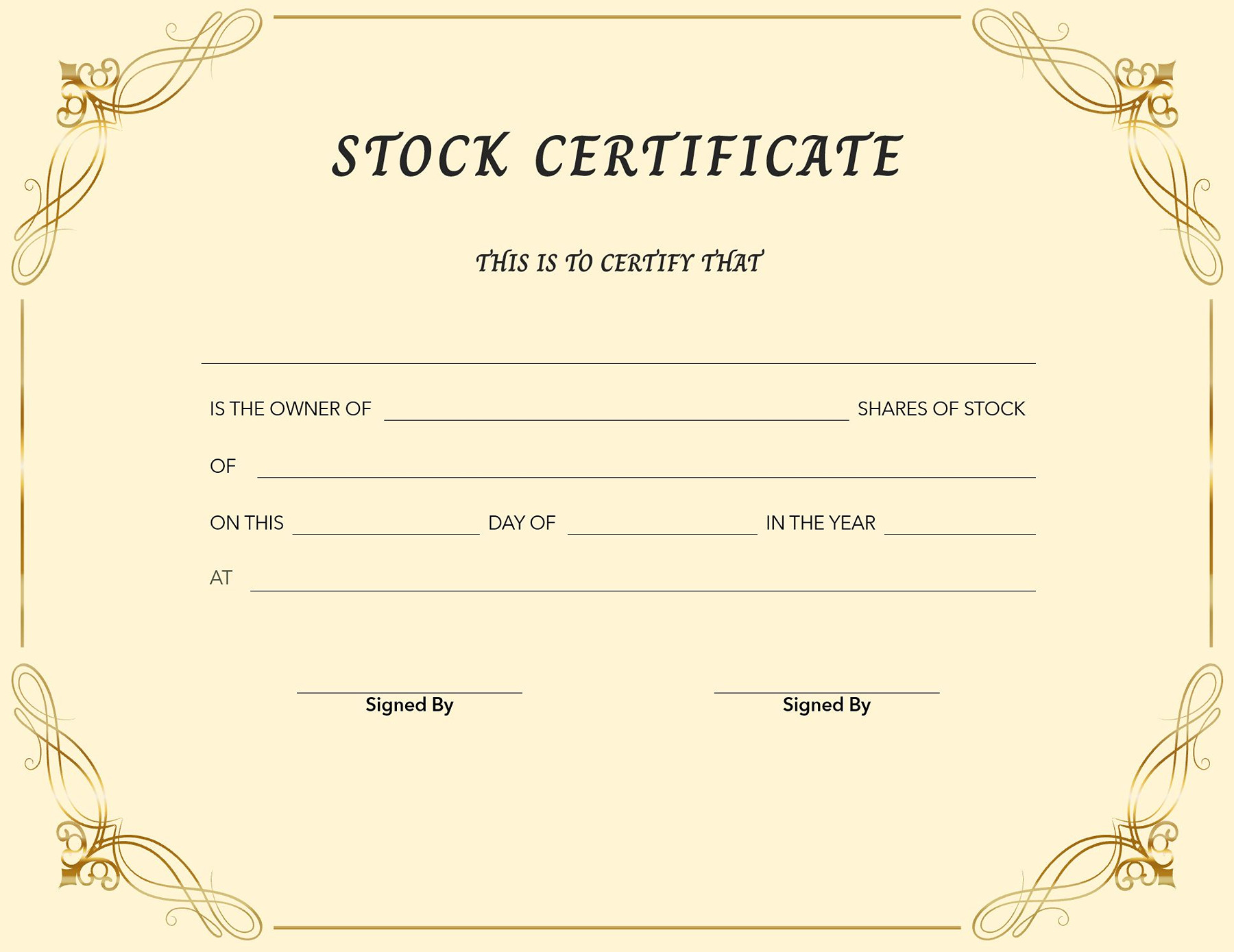 Downloadable Word Stock Certificate Template