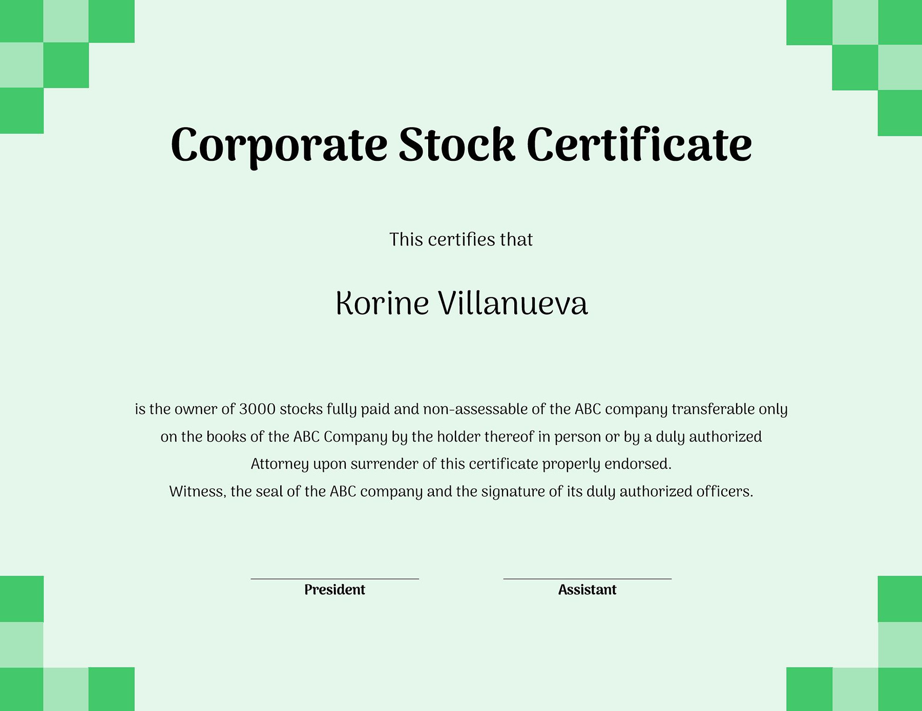 Customizable Company Share Certificate Word File