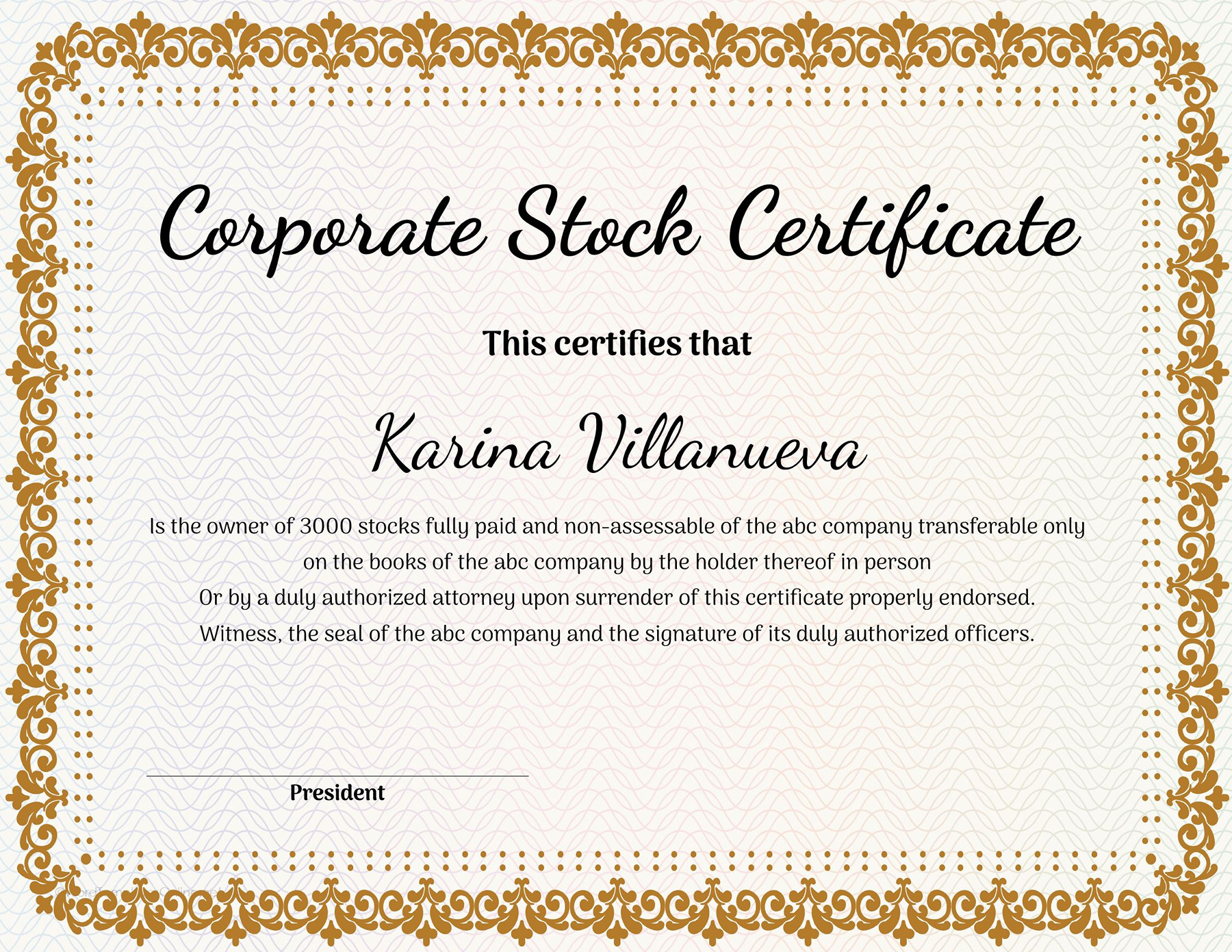 Free Stock Certificate Template for Word Download