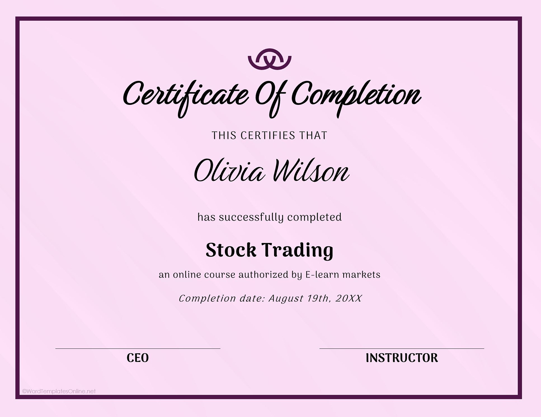 MS Word Business Stock Certificate Template
