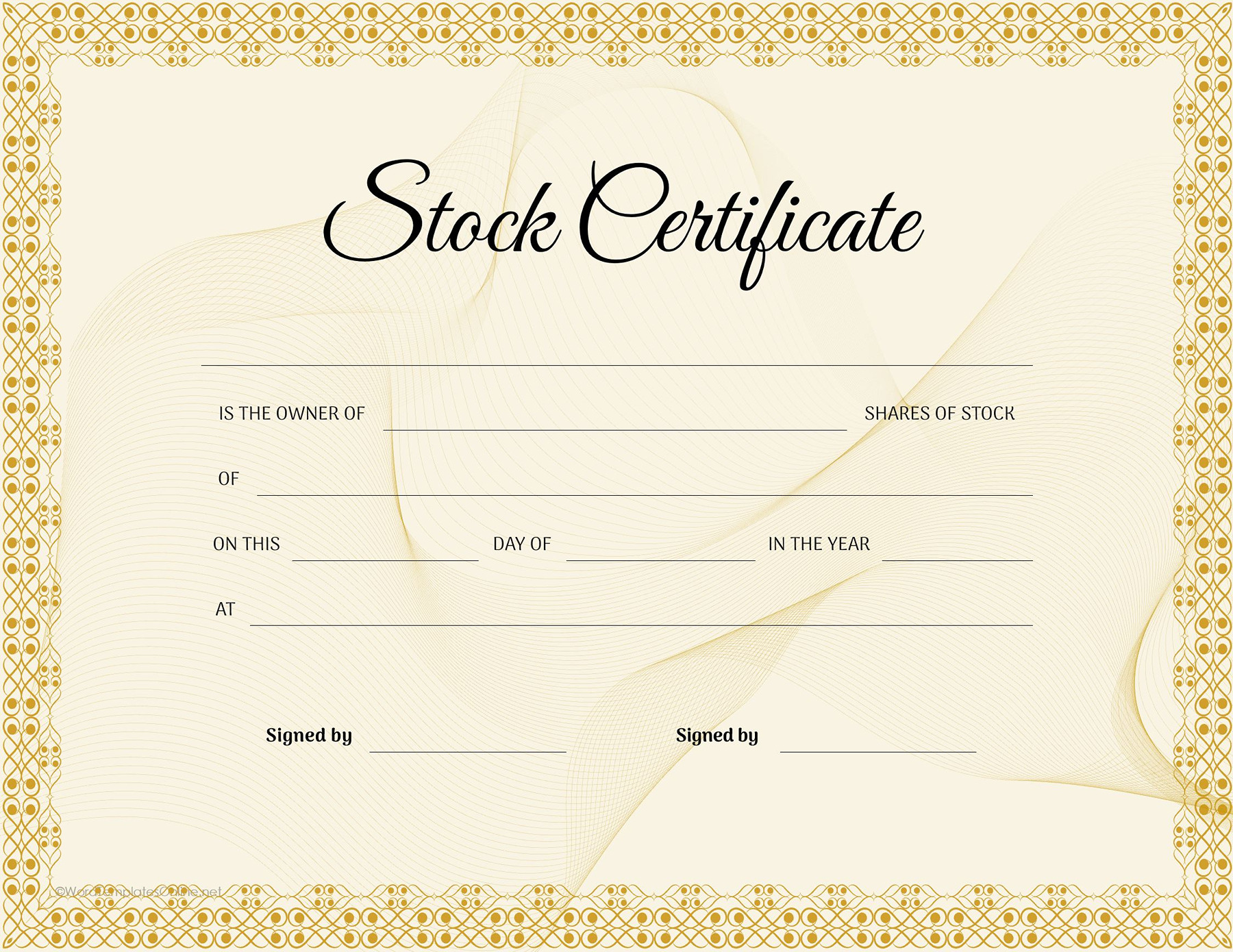 Simple Word Stock Certificate Template Download