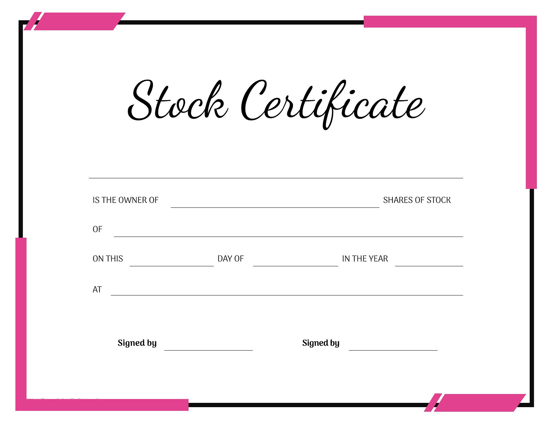 Download Stock Certificate DOCX Template Editable