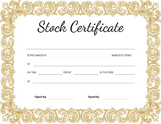 Free printable stock certificate in Word