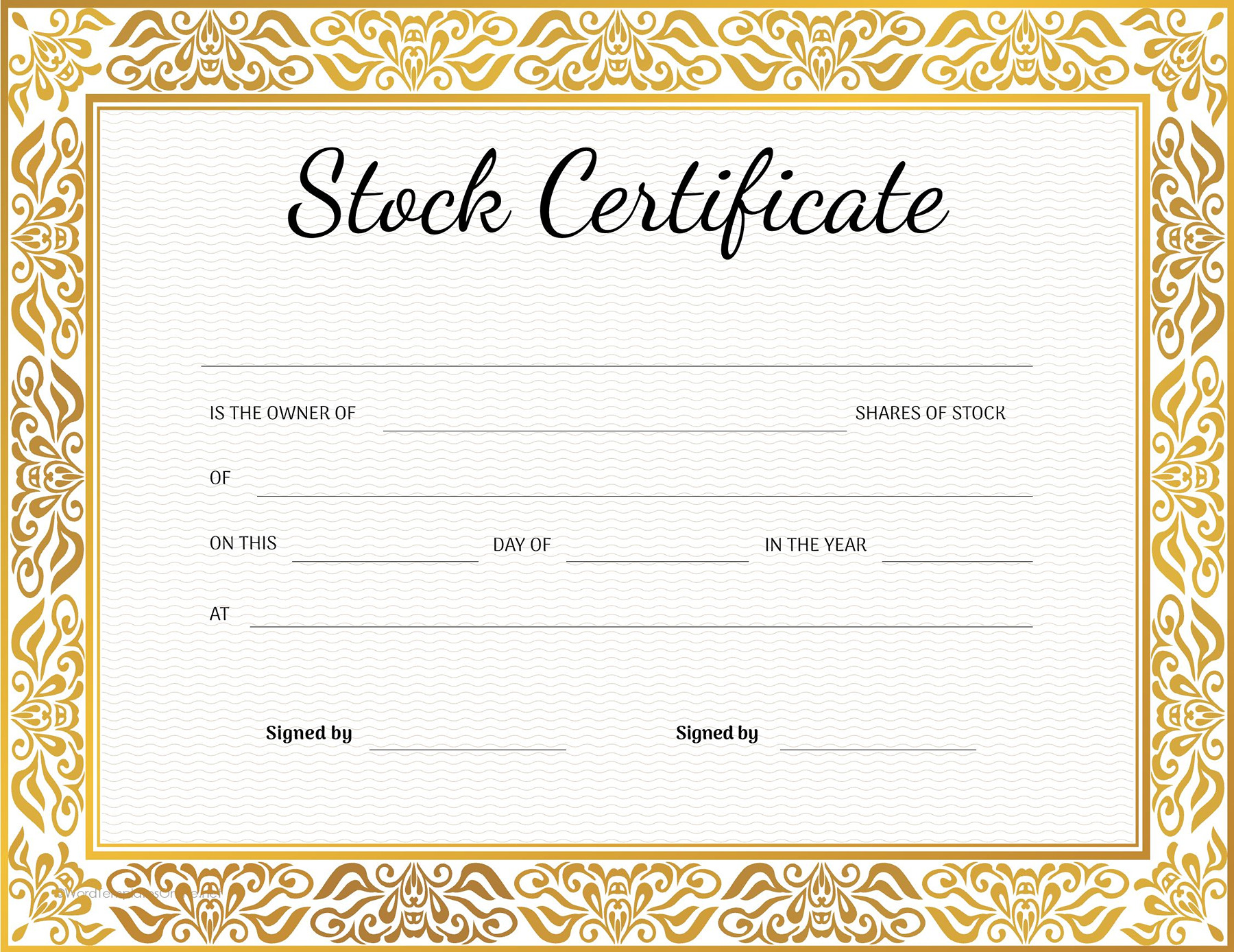 Free printable stock certificate in Word