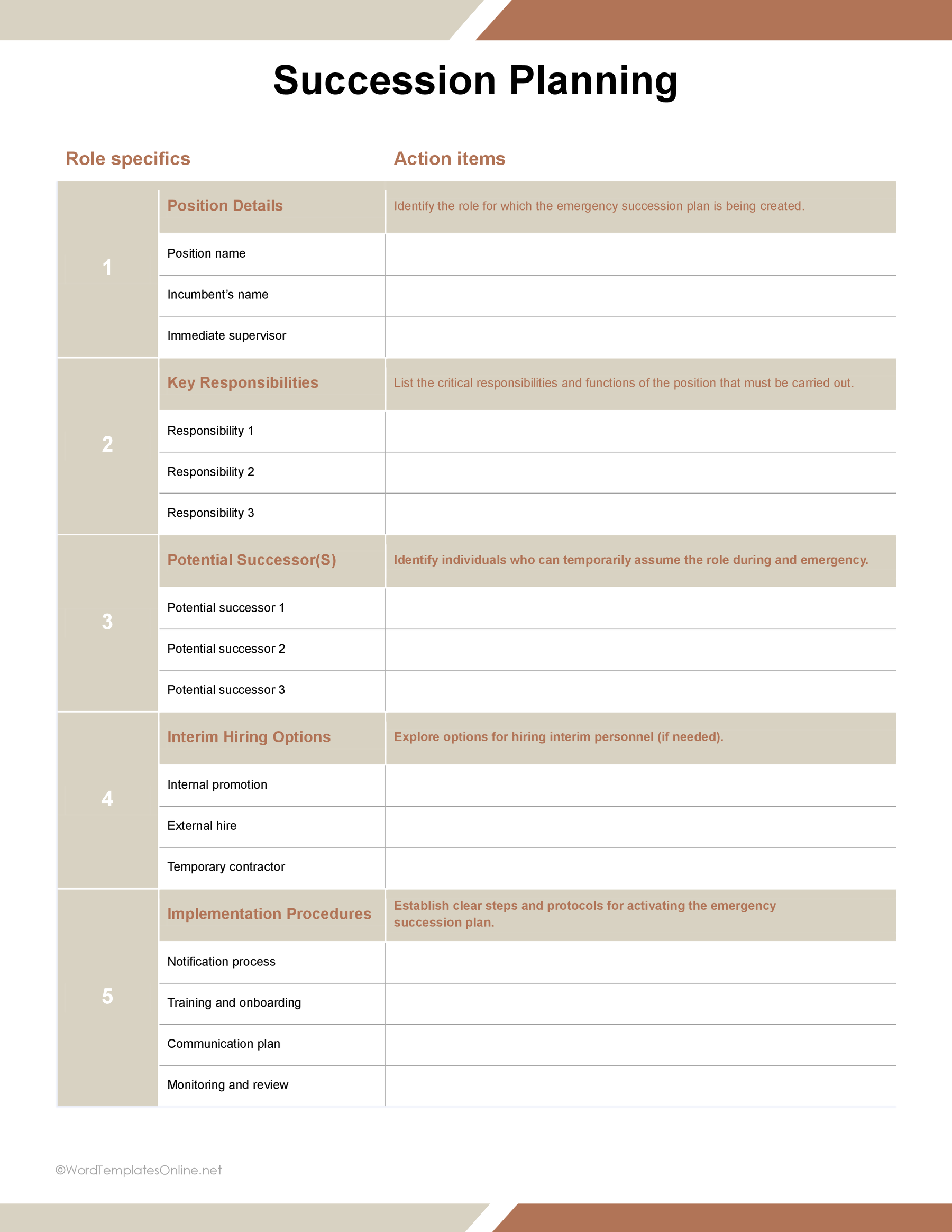Succession plan Word format free download
