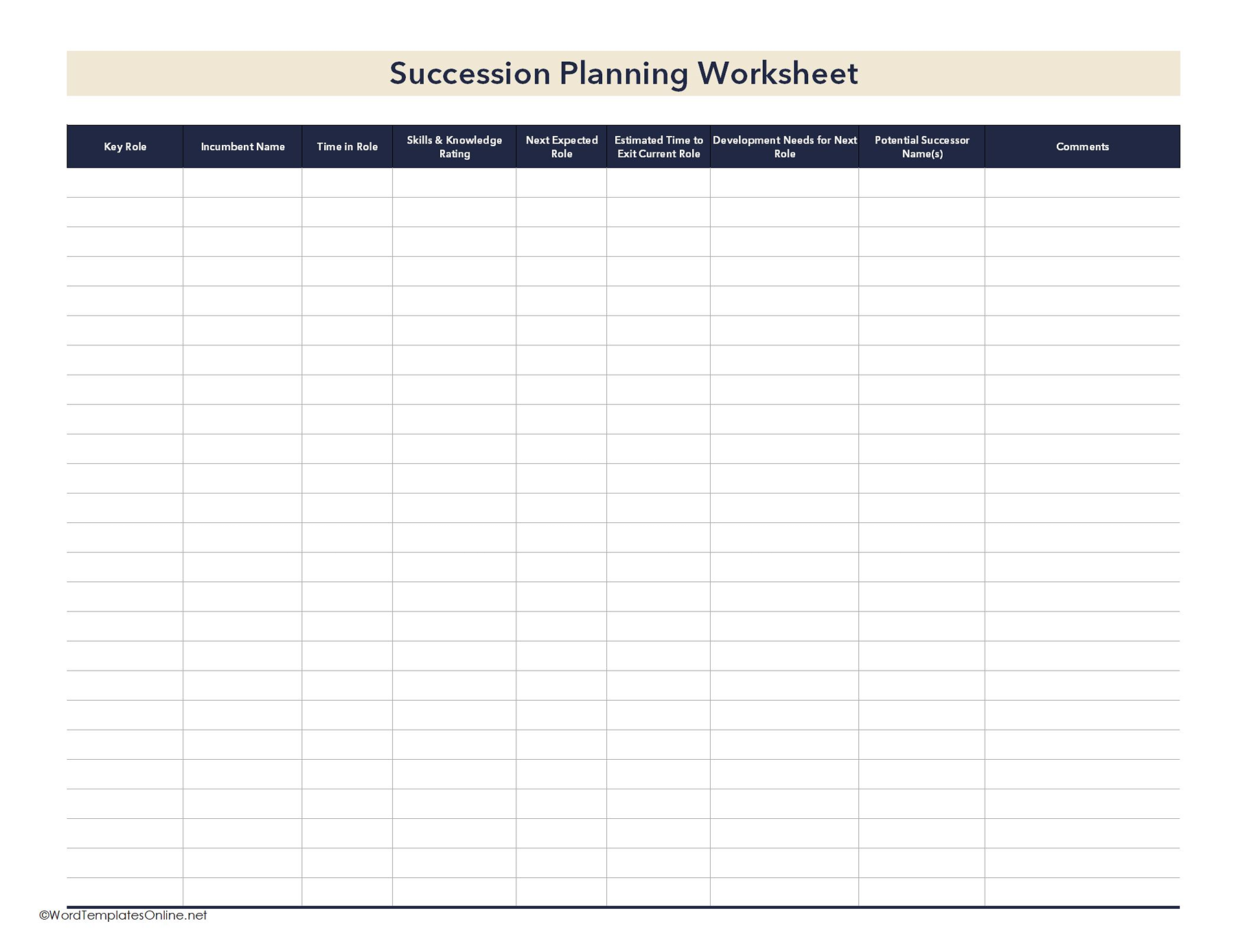 Succession Planning Template in excel
