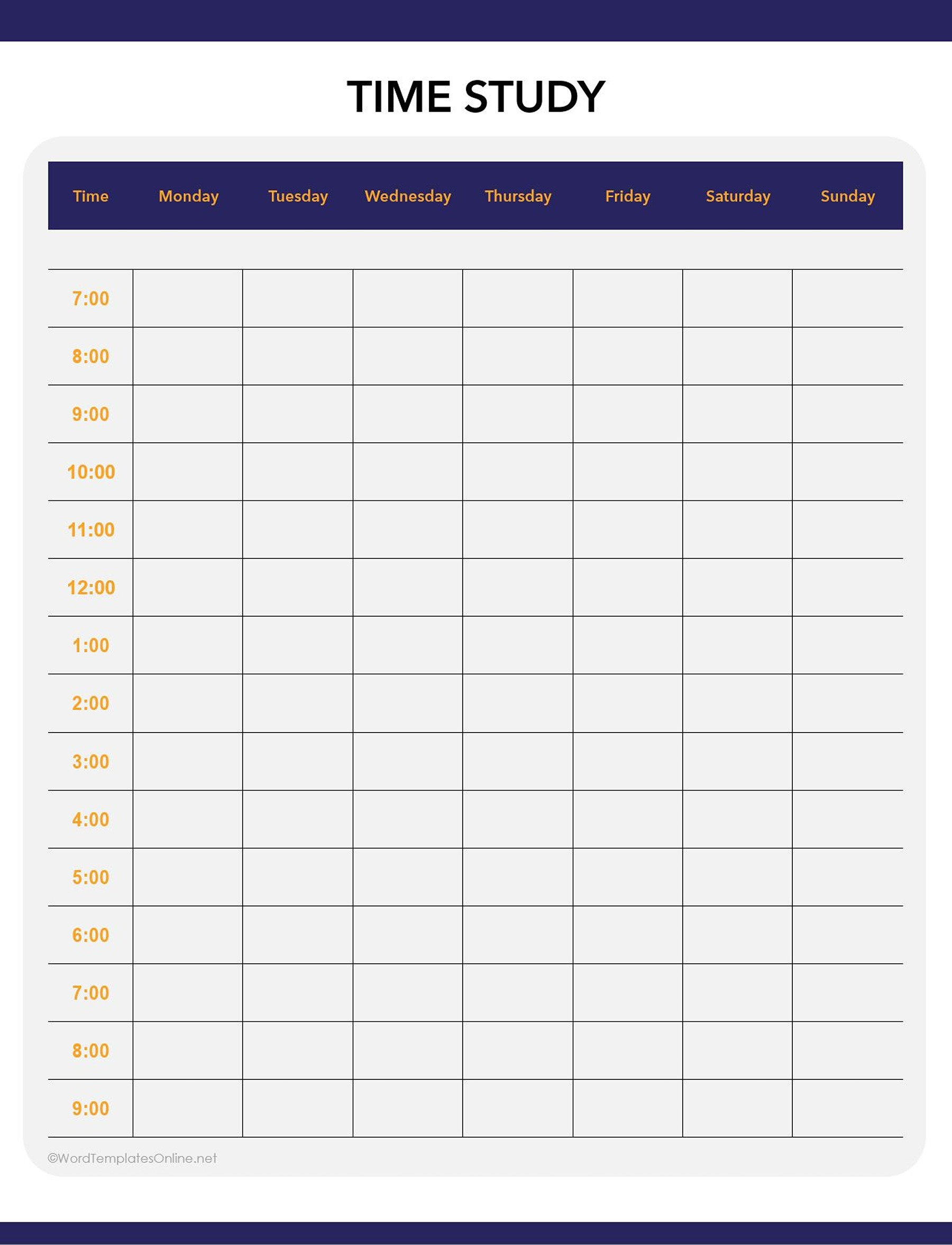 time study template free download in ms word format