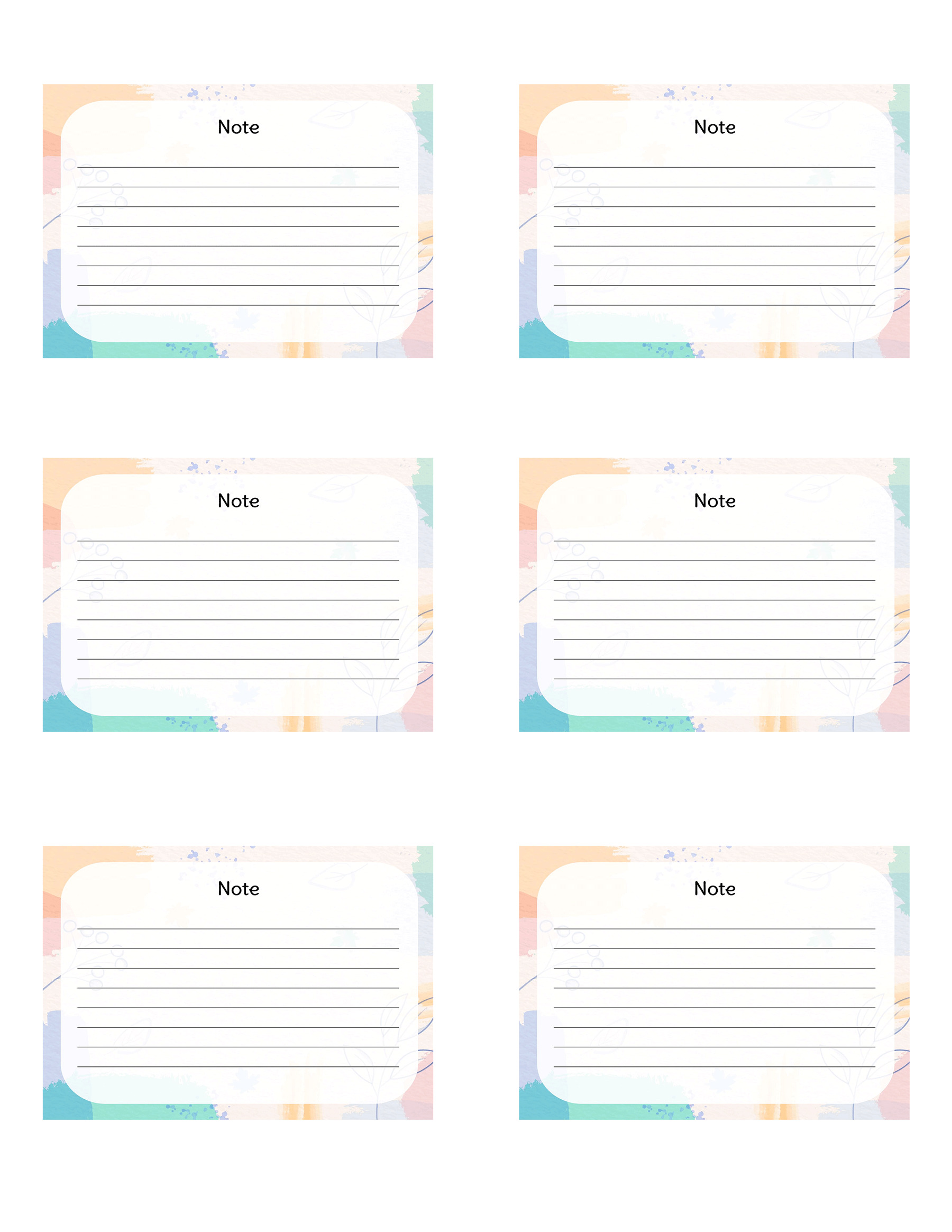 Free Printable Note Cards Templates