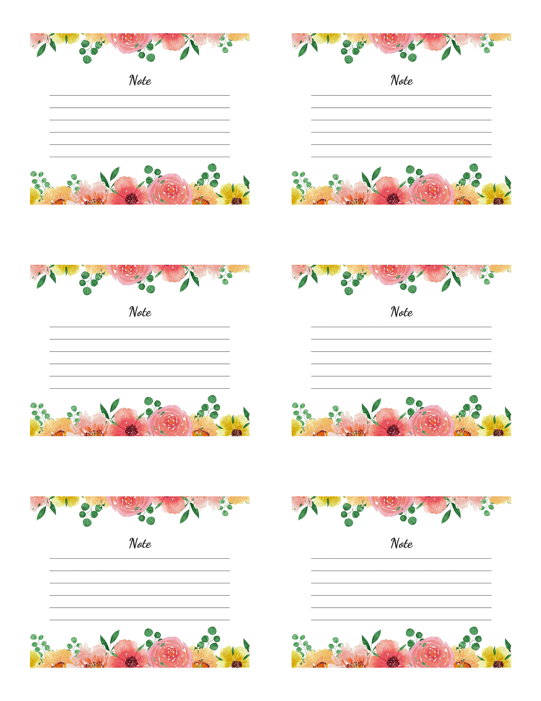 Free Printable Note Cards Templates