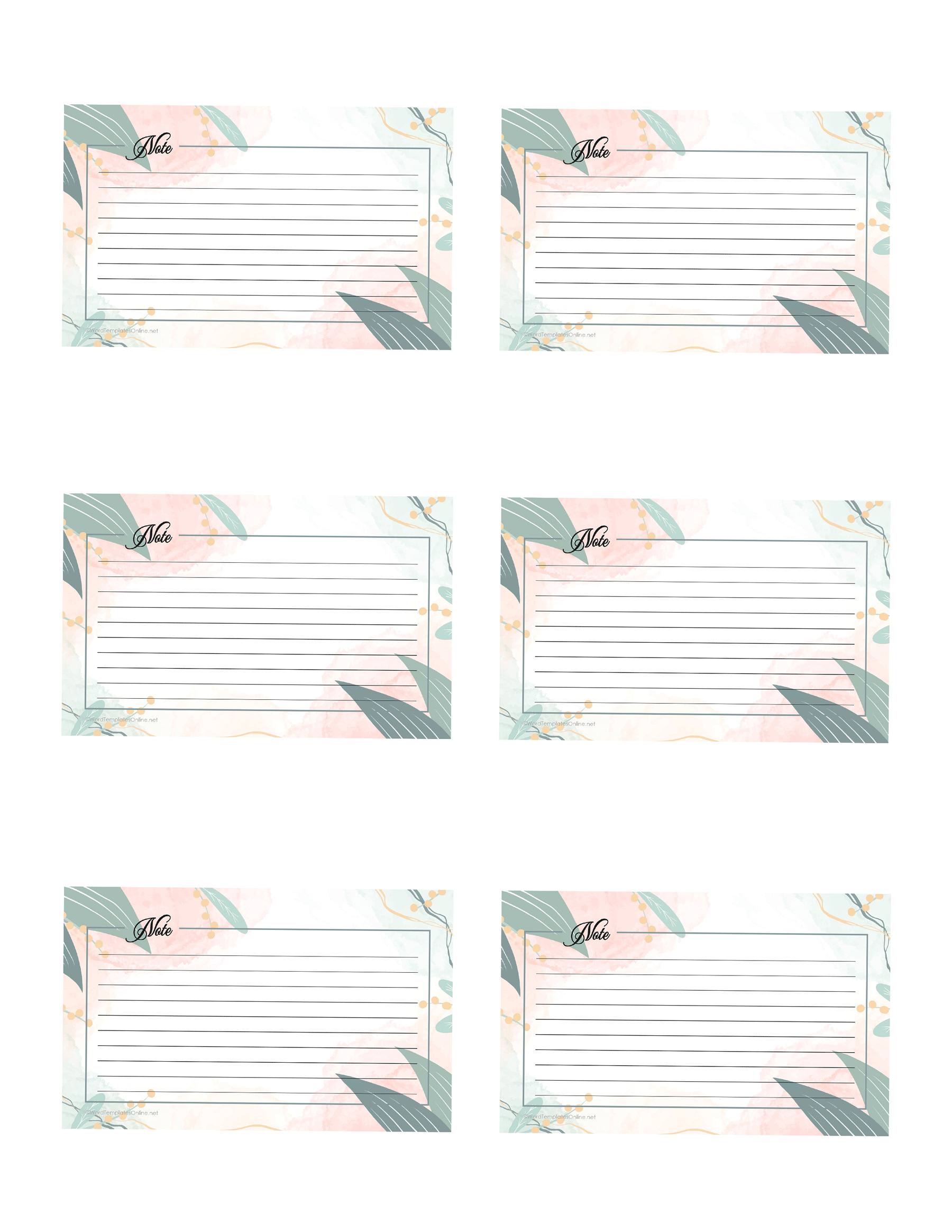 Free Printable Note Cards Templates