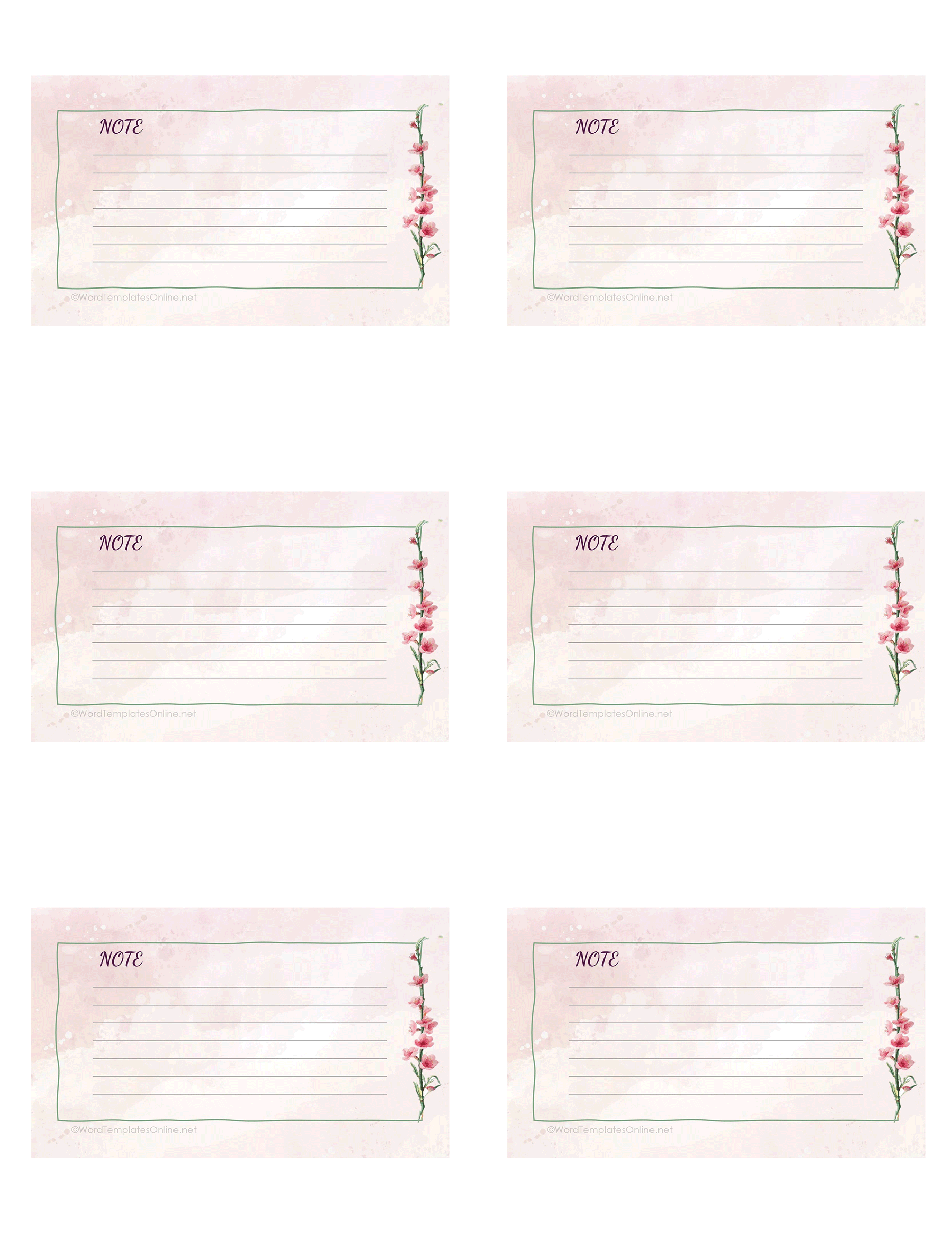 Free Printable Note Cards Templates