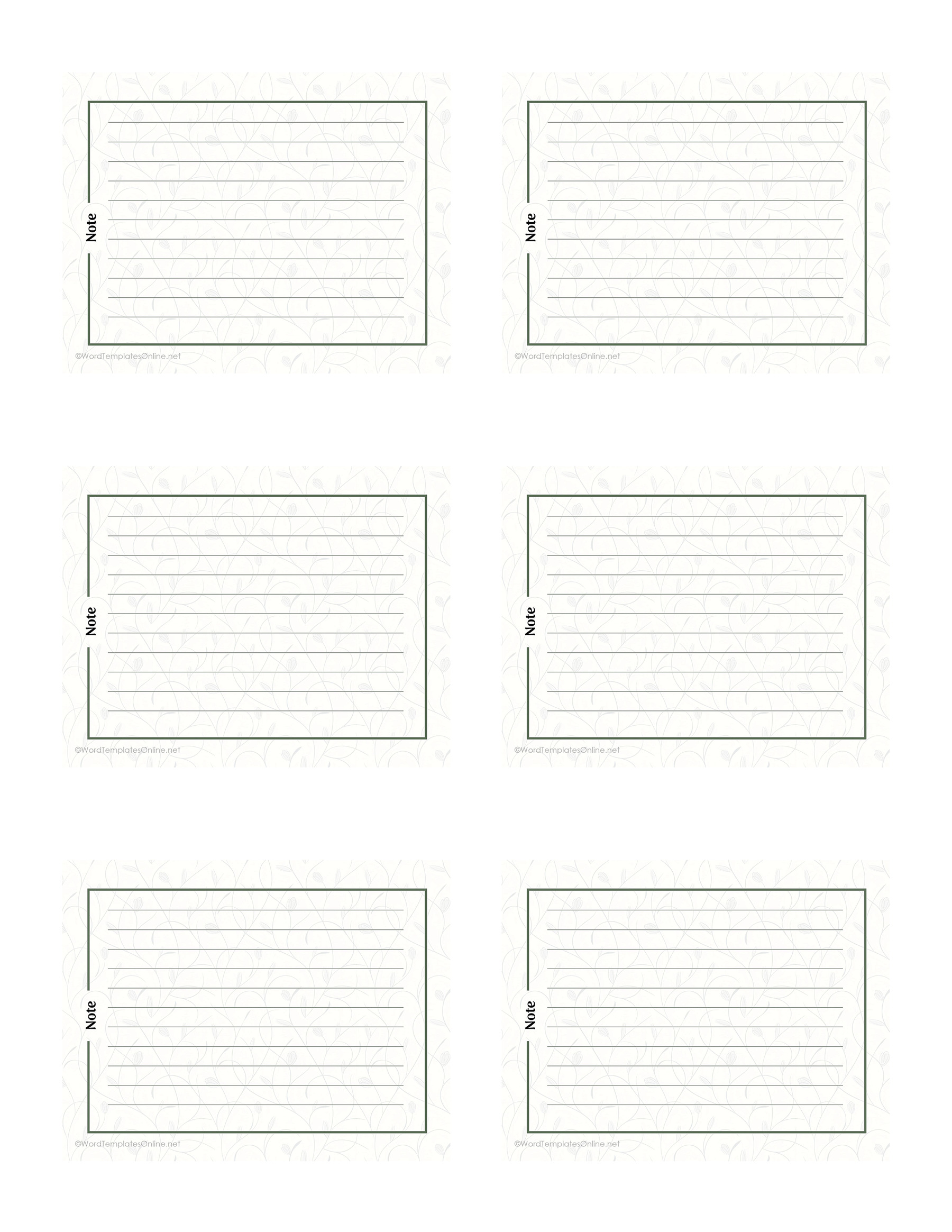 Free Printable Note Cards Templates