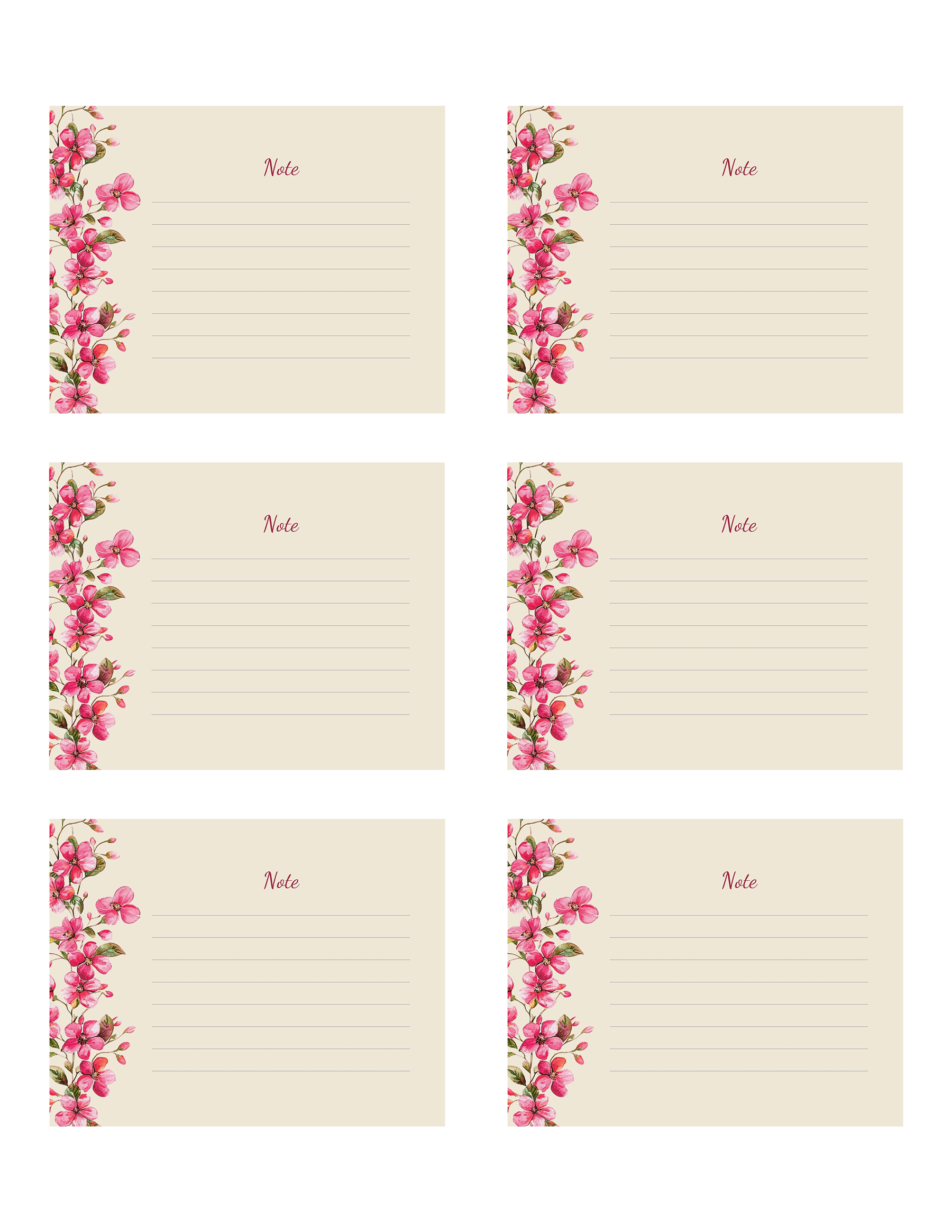 Free Printable Note Cards Templates