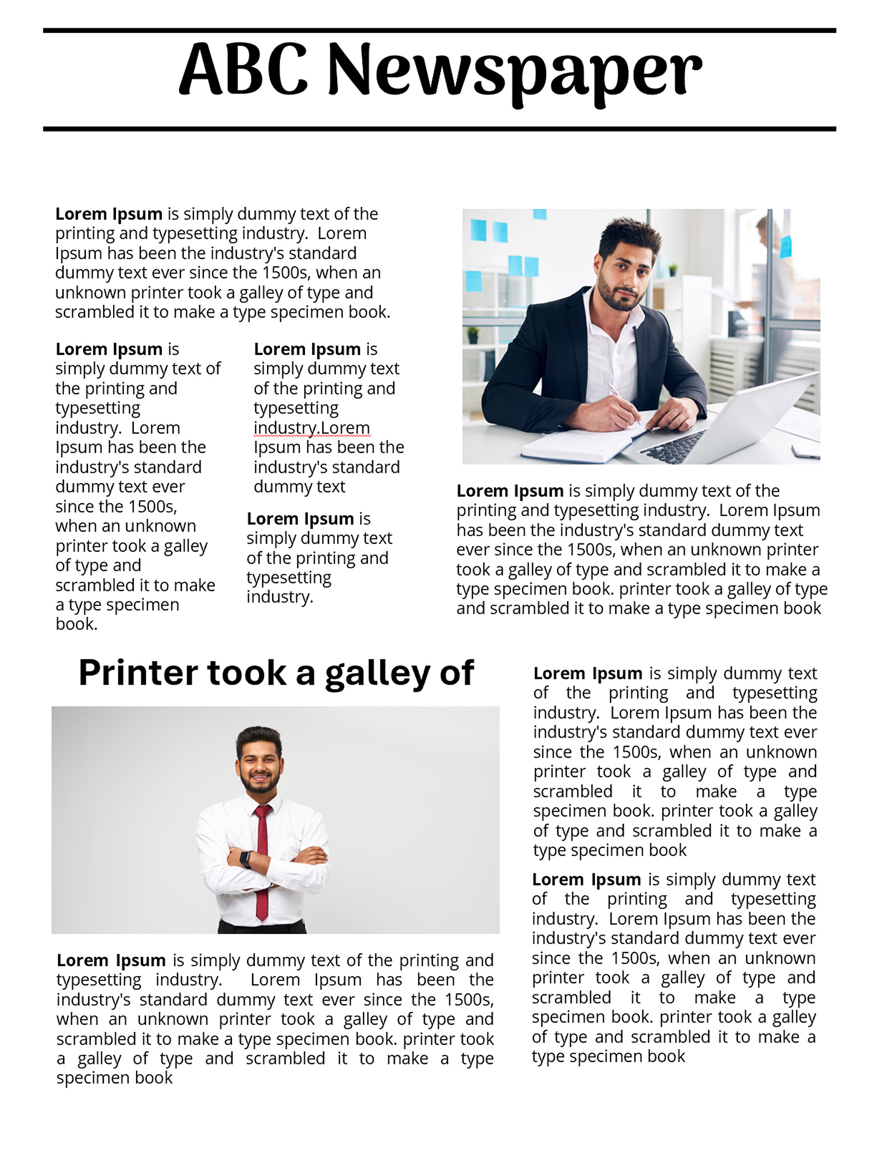 Newspaper Article Template in power point