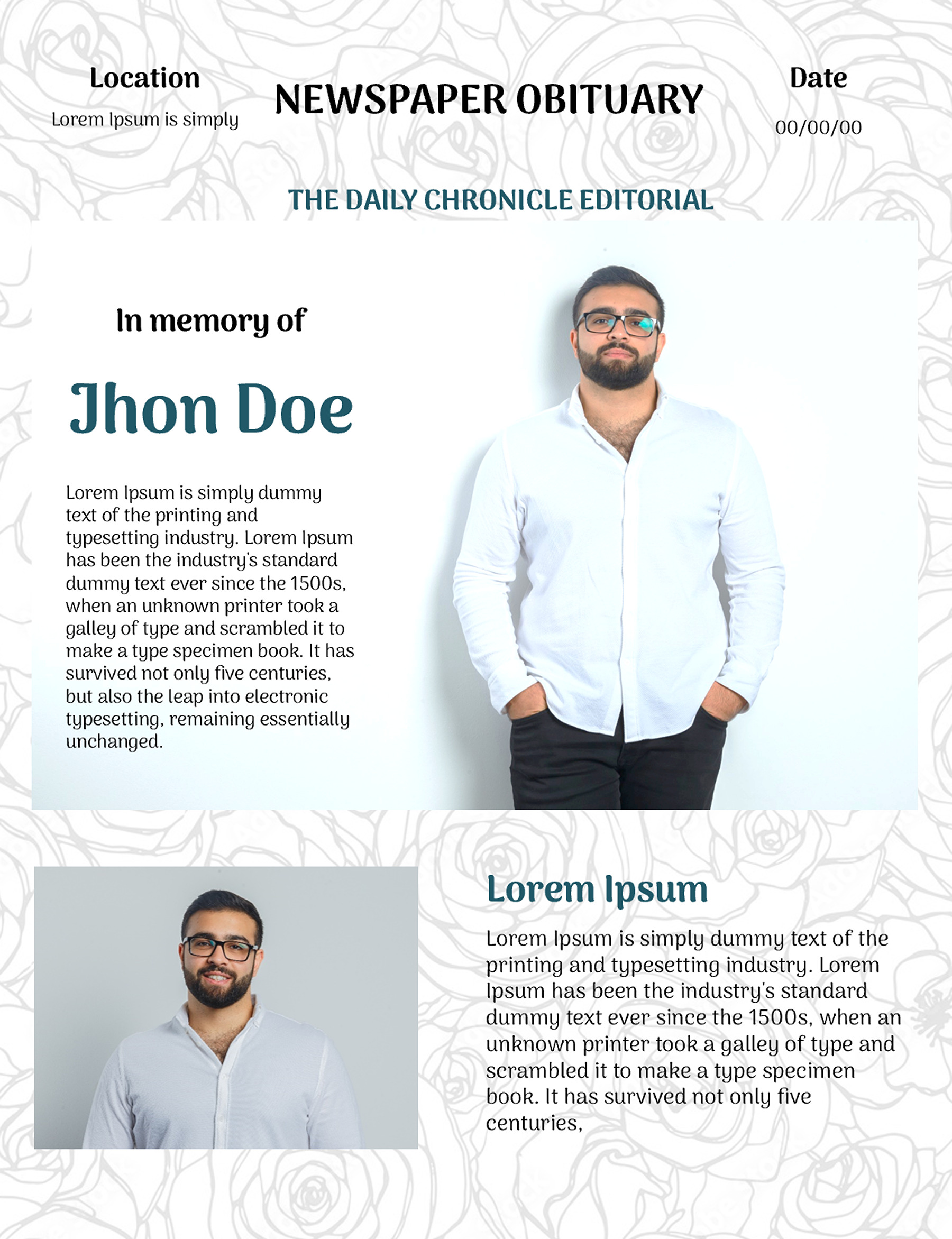 Newspaper Obituary Template free in ppt
