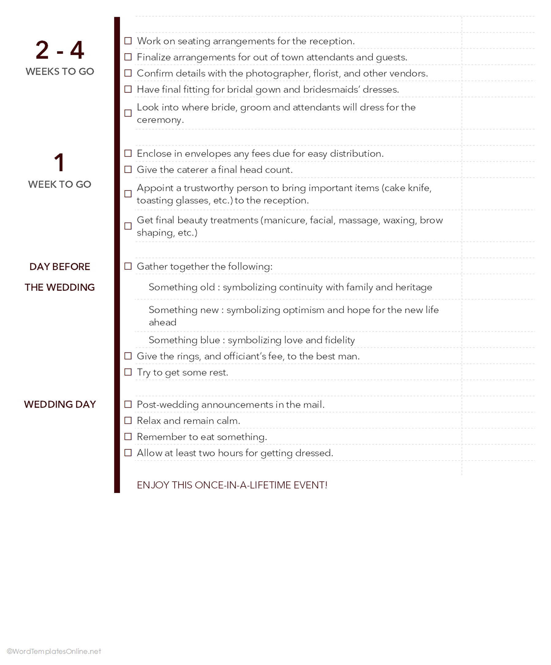 wedding timeline planner template in excel