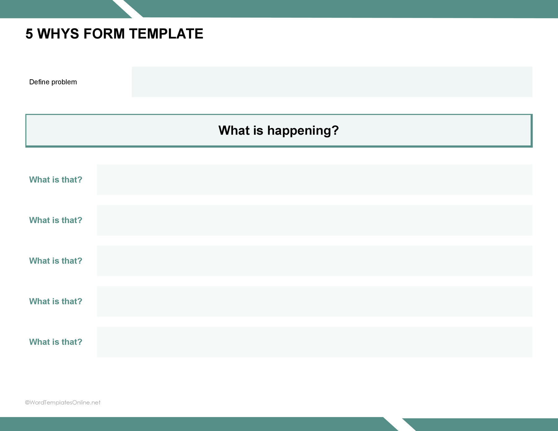 MS Word 5 Whys problem analysis template free