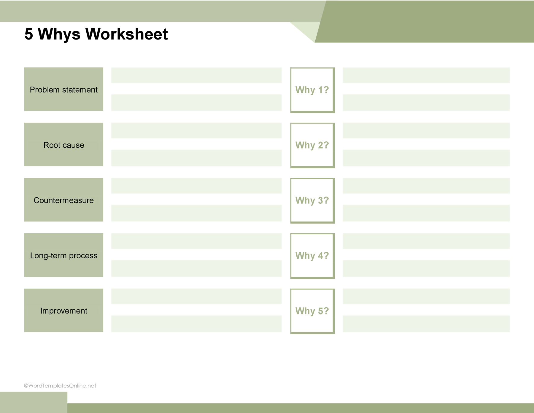 5 Whys template Word doc free printable