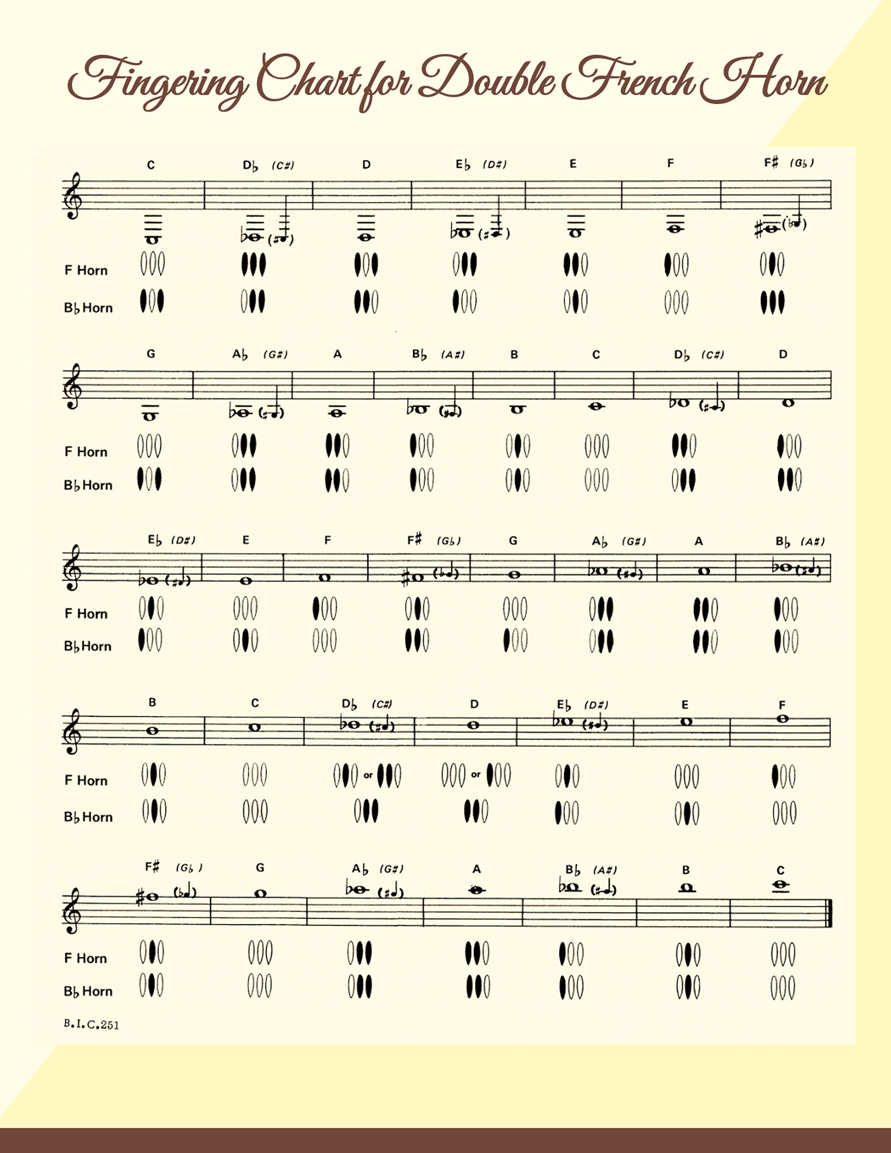 French Horn Chart free download in word format