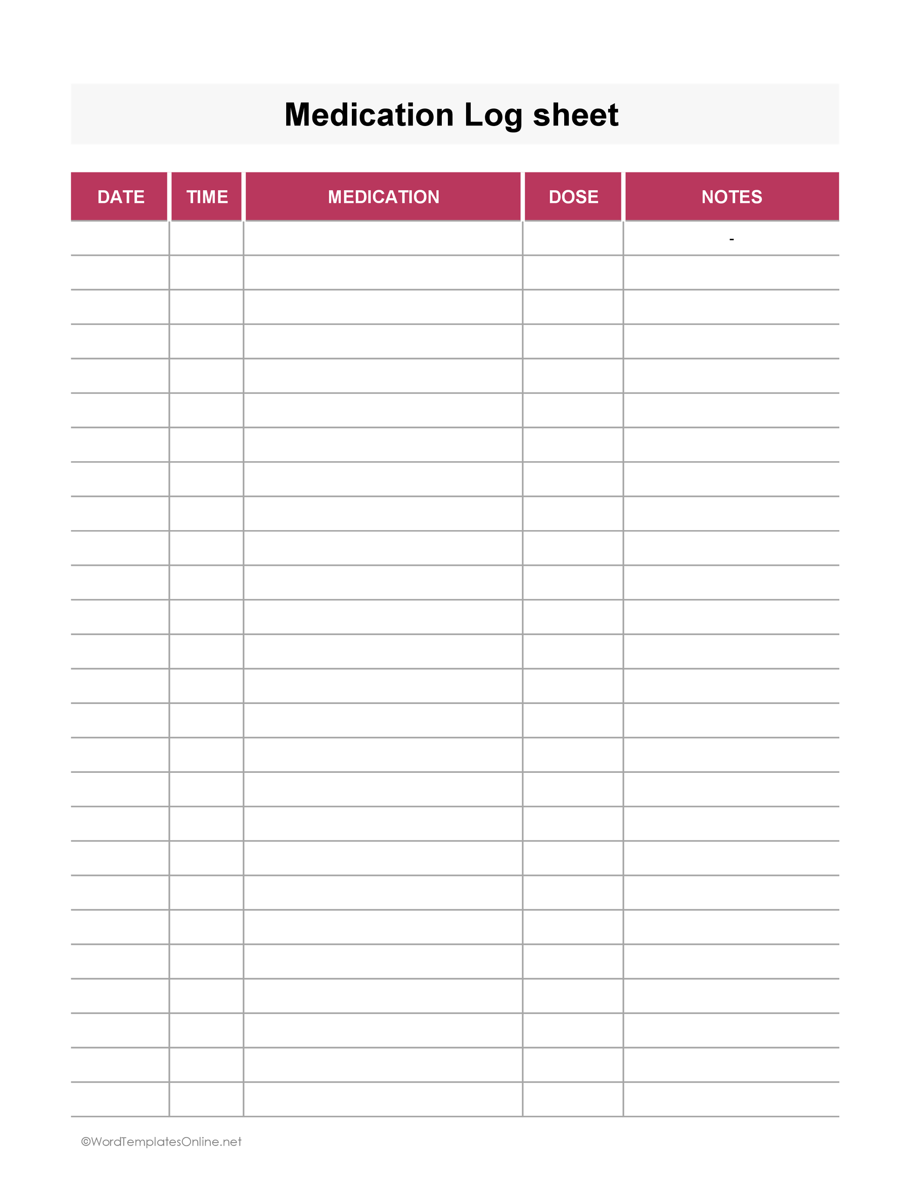 Free Excel template for medication log