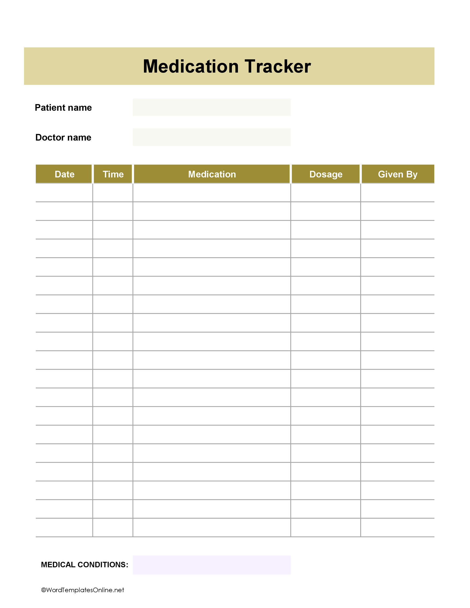 Daily medication tracker template in Excel
