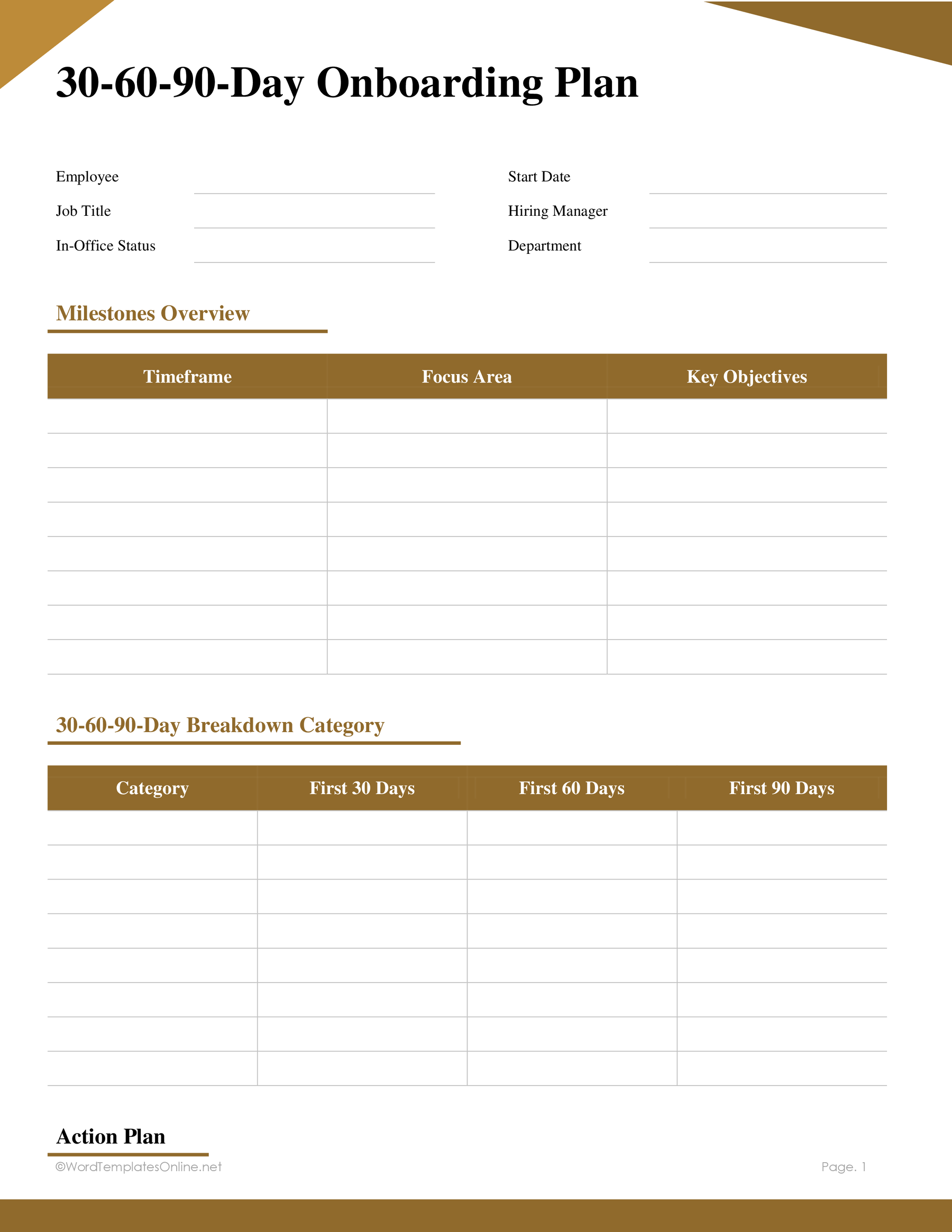 Onboarding Checklist free download in ms word