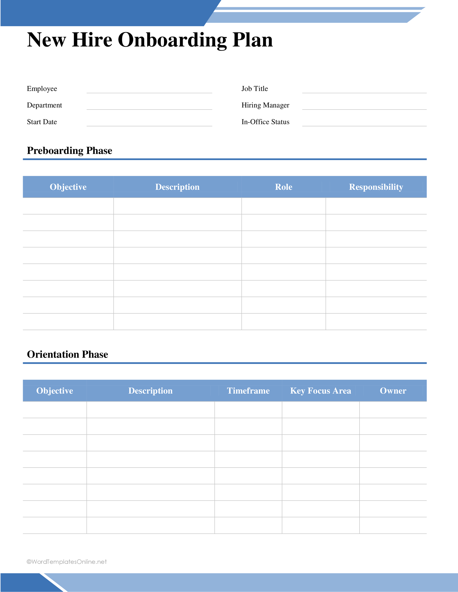 new hire Onboarding Checklist in word