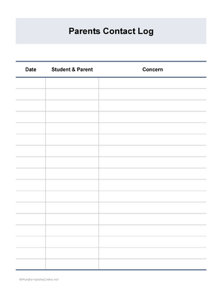 Editable parent login sheet in Excel format