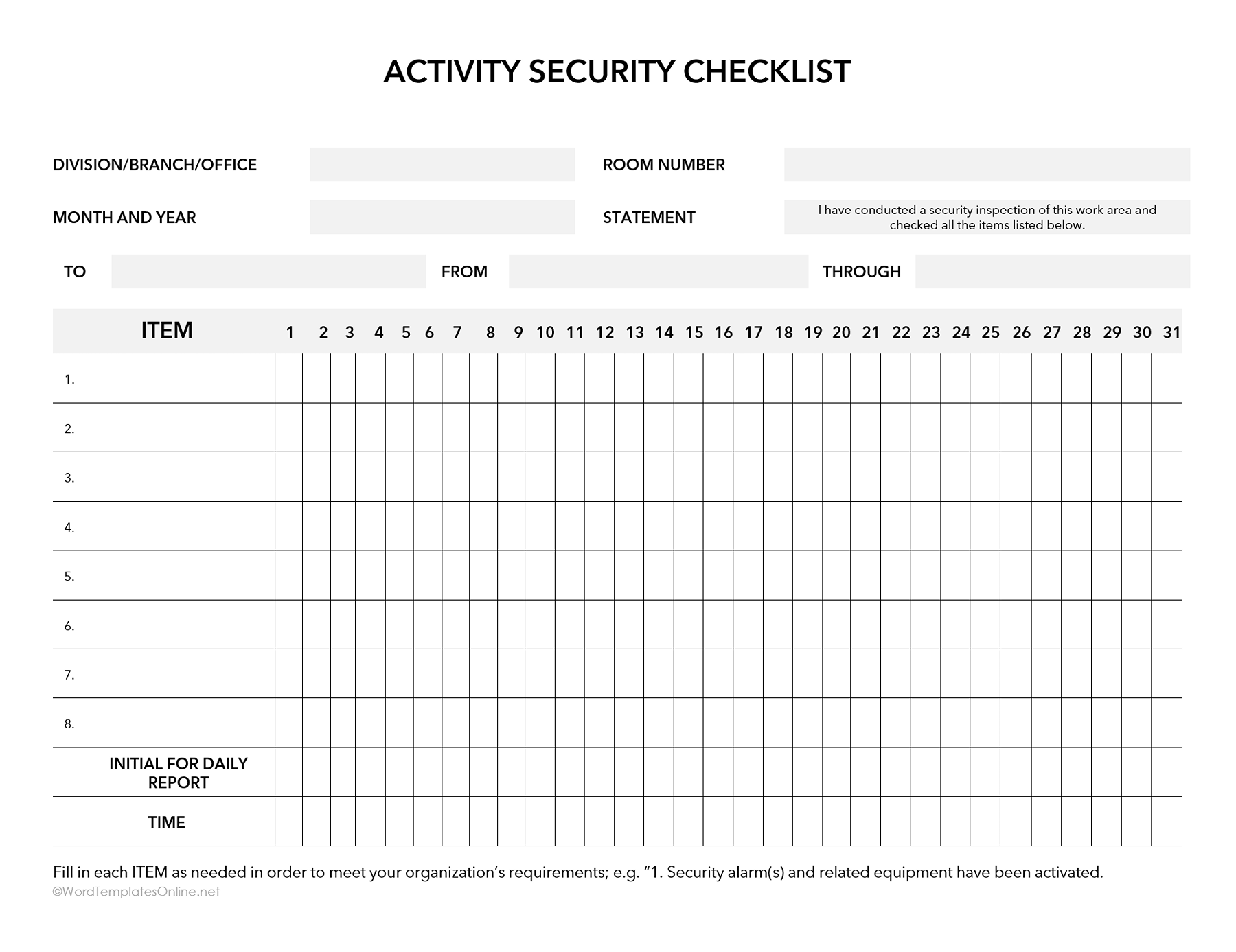 SF- 701 Form free download in ms word