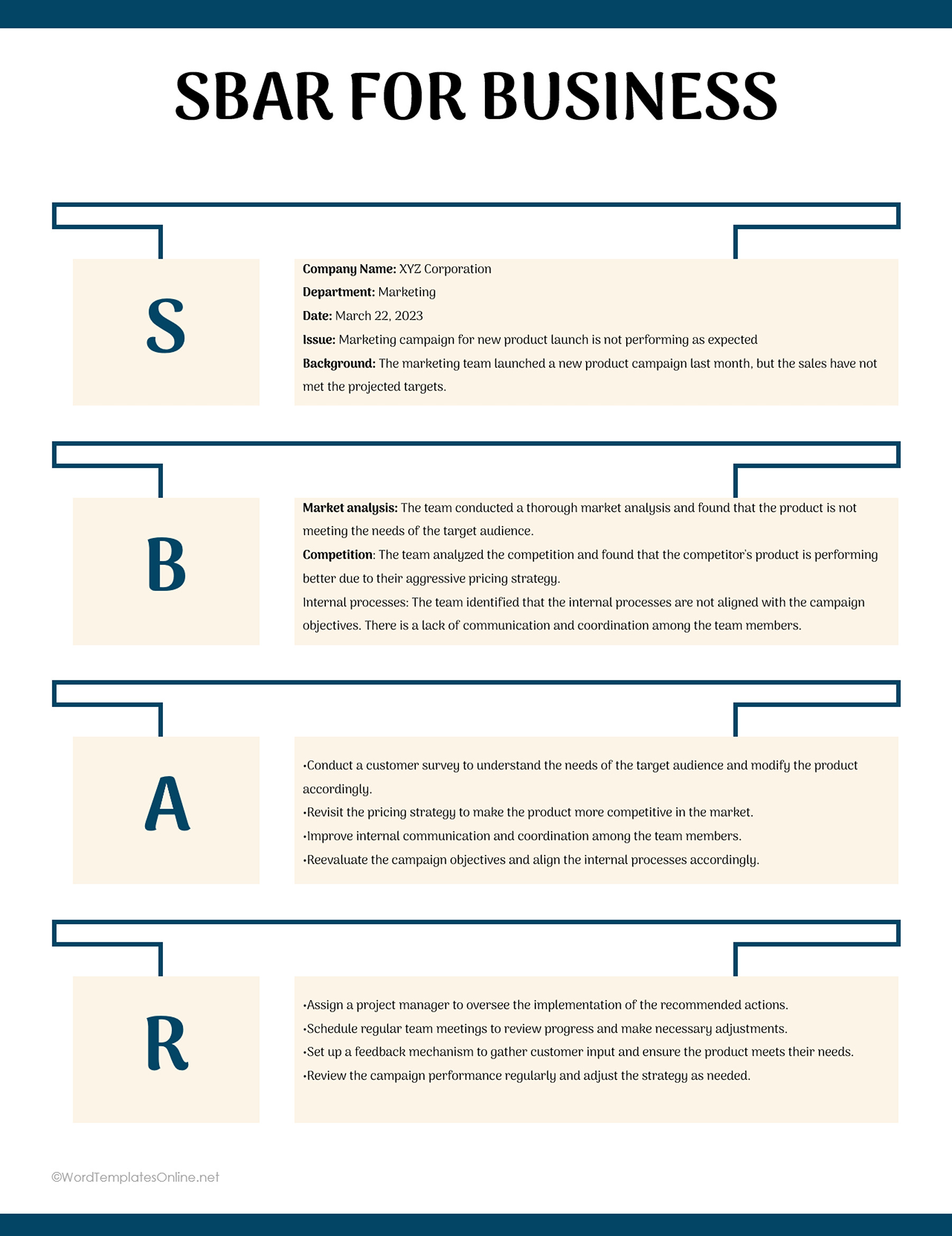 Business sbar template in ms word