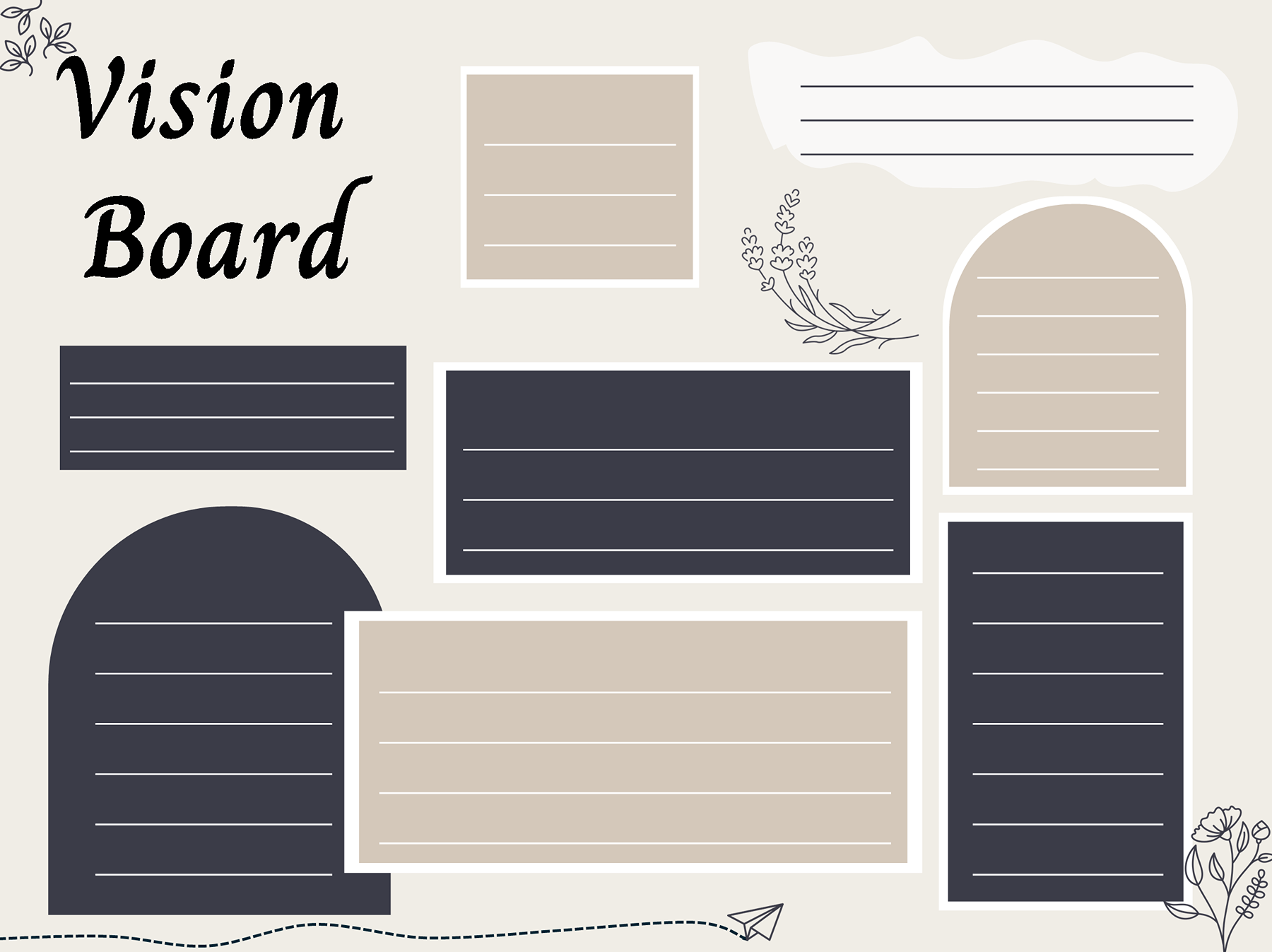 Printable vision board template in PowerPoint format