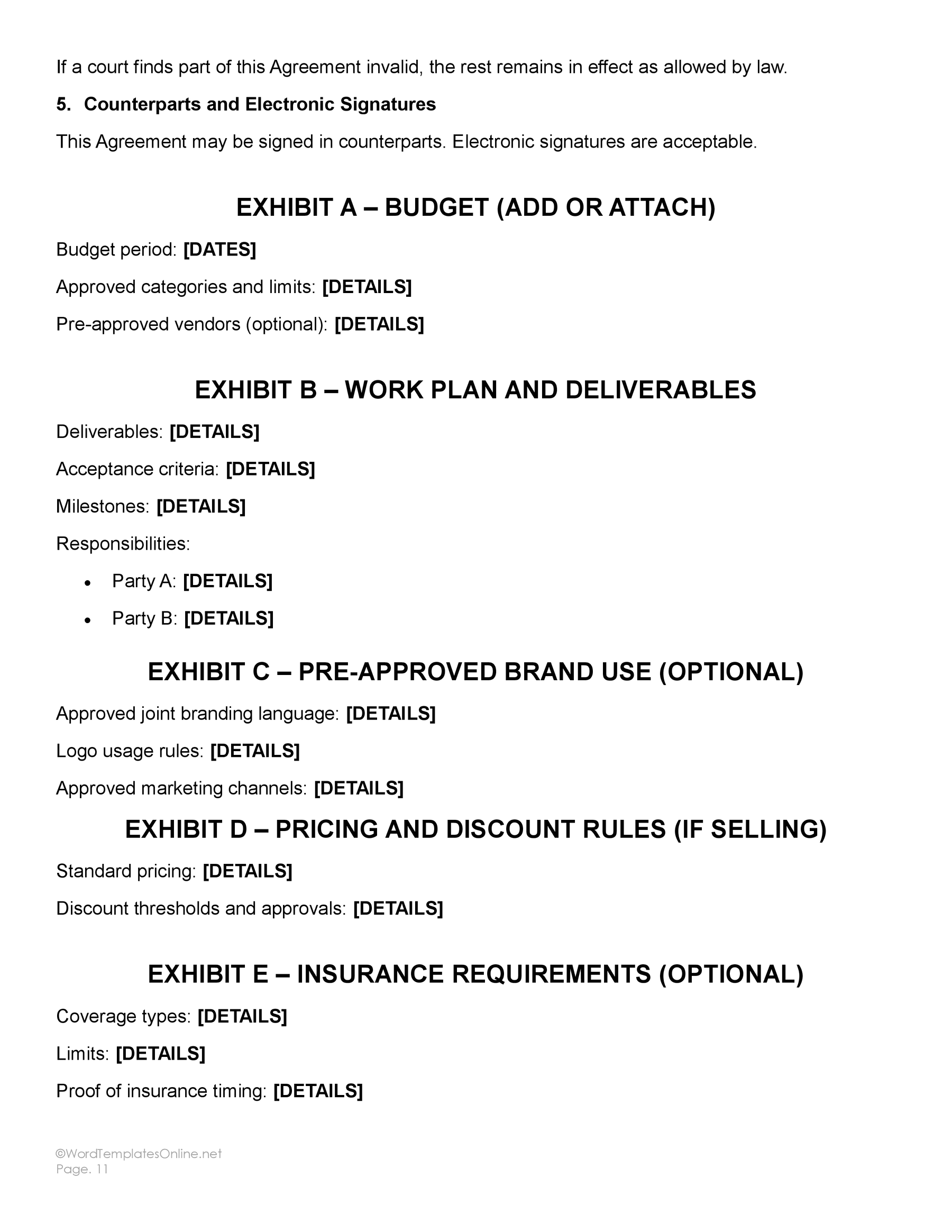 Free Editable Contract Joint Venture Template - Word - Google Docs - Page 11