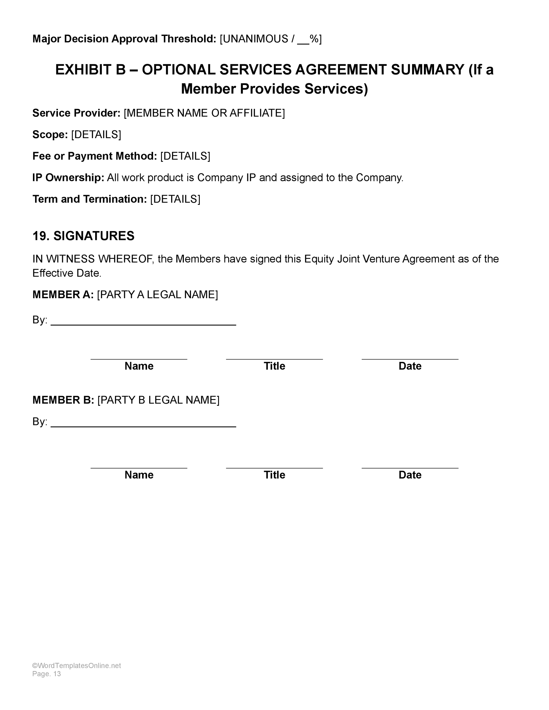 Equity JV Template Free Download - Word - Google Docs - Page 13