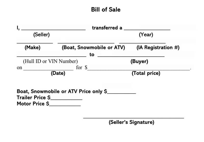 Downloadable ATV Bill of Sale Form in Word Format 05